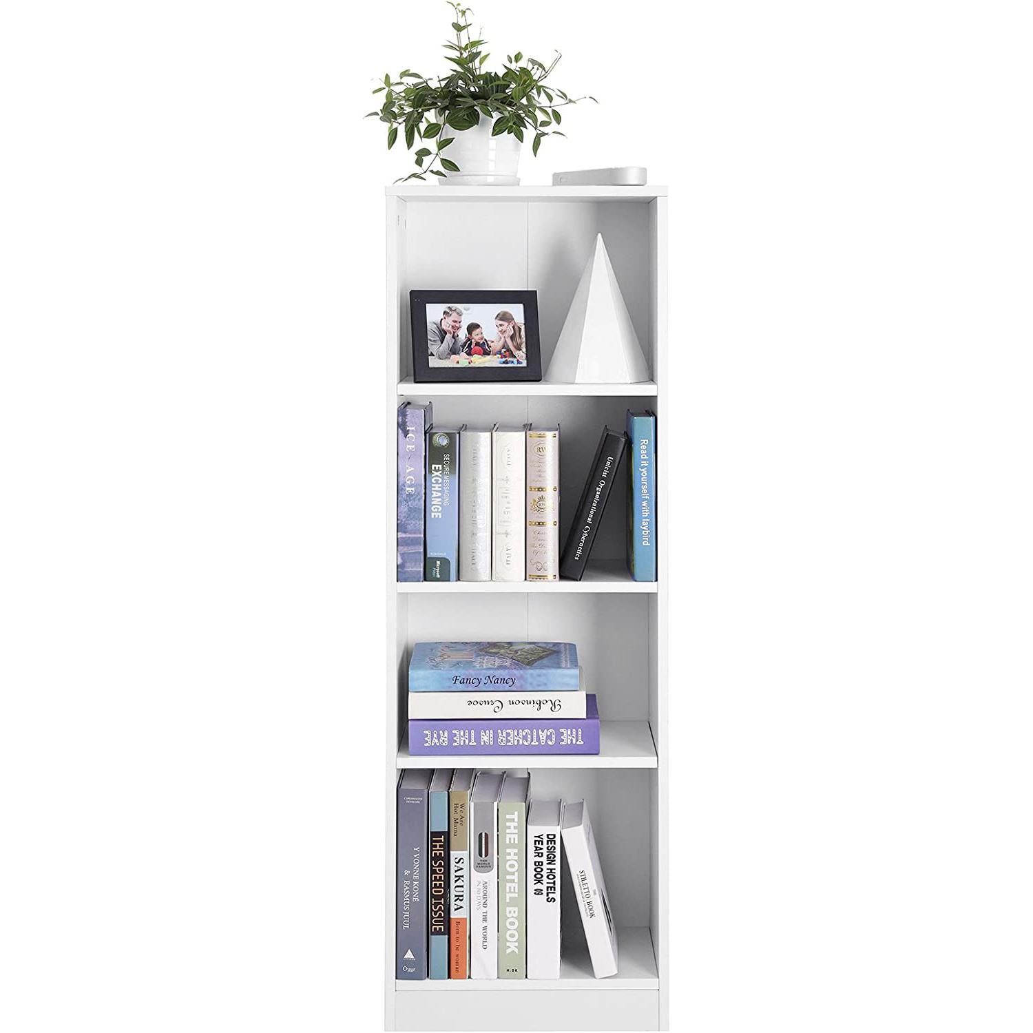 Polica za knjige s 4 pretinca, Polica za spise 40 x 121,5 x 24 cm Bijela | Vasagle-vitahome.hr