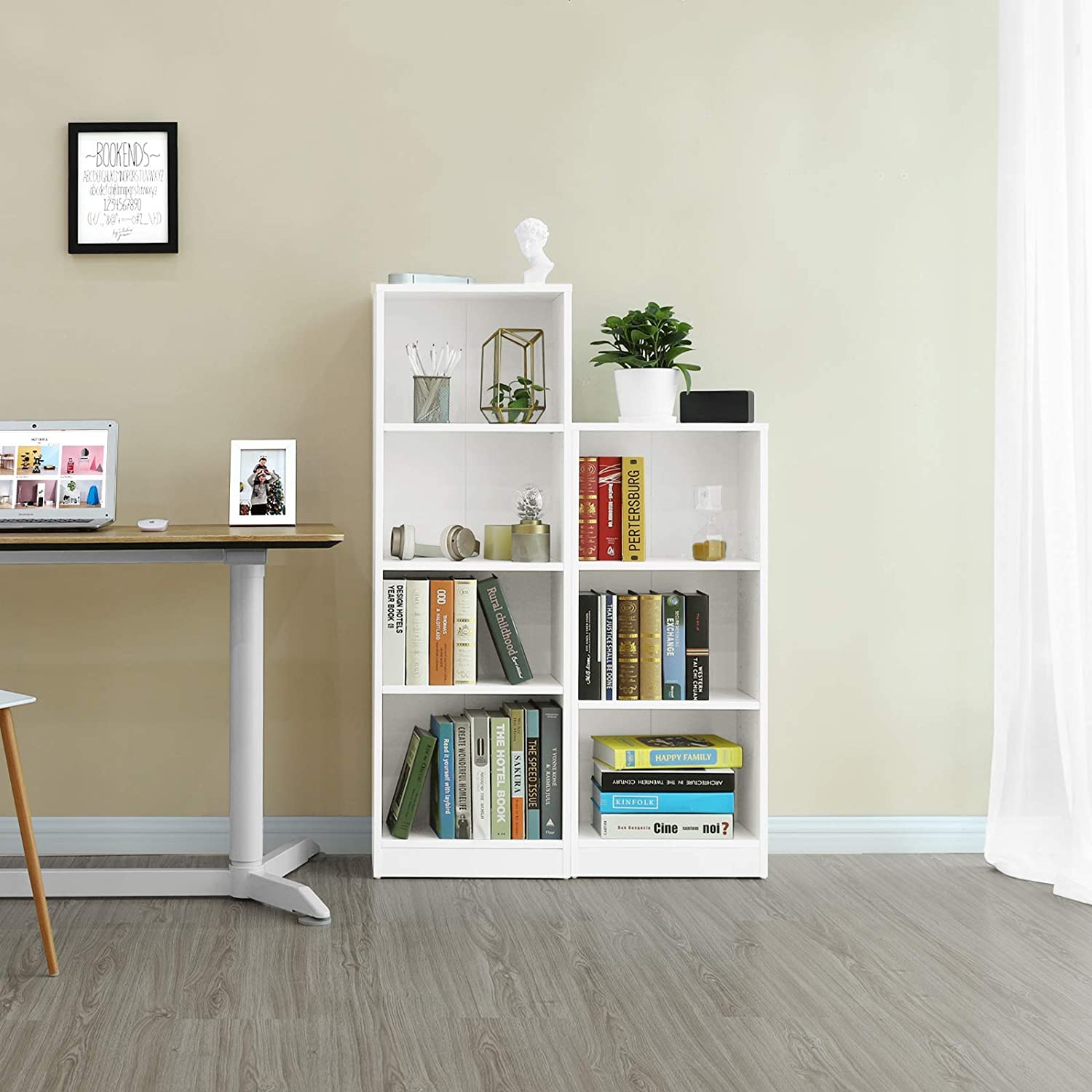 Polica za knjige s 4 pretinca, Polica za spise 40 x 121,5 x 24 cm Bijela | Vasagle-vitahome.hr