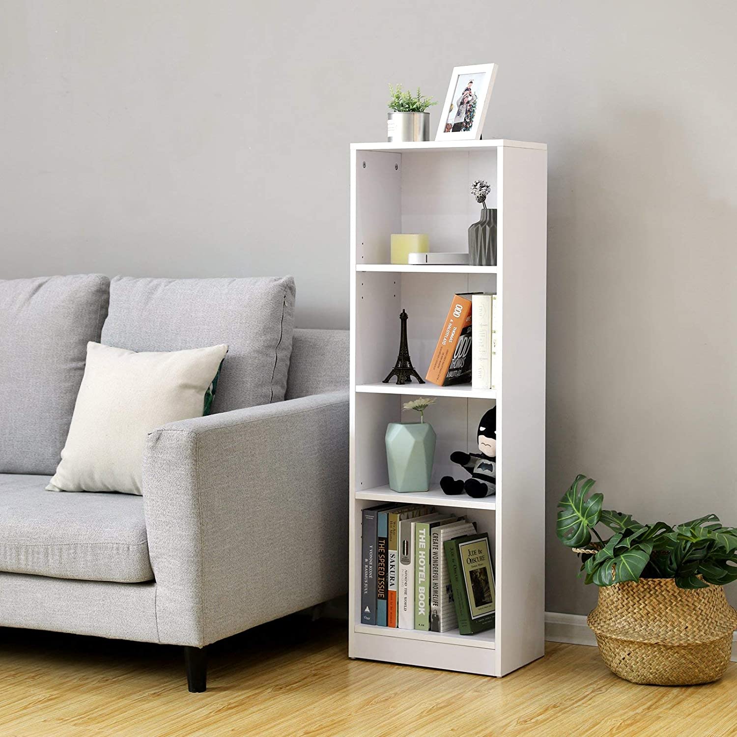 Polica za knjige s 4 pretinca, Polica za spise 40 x 121,5 x 24 cm Bijela | Vasagle-vitahome.hr