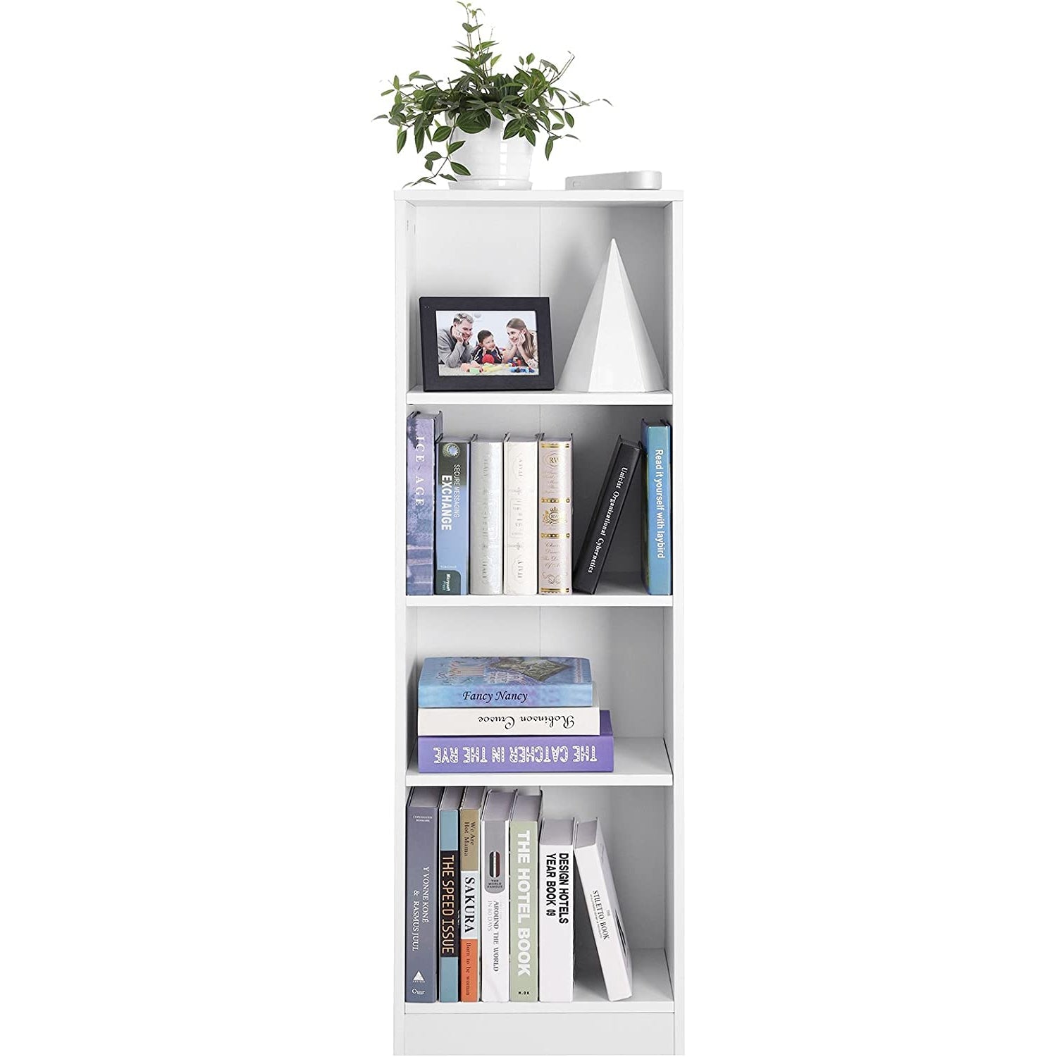 Polica za knjige s 4 pretinca, Polica za spise 40 x 121,5 x 24 cm Bijela | Vasagle-vitahome.hr