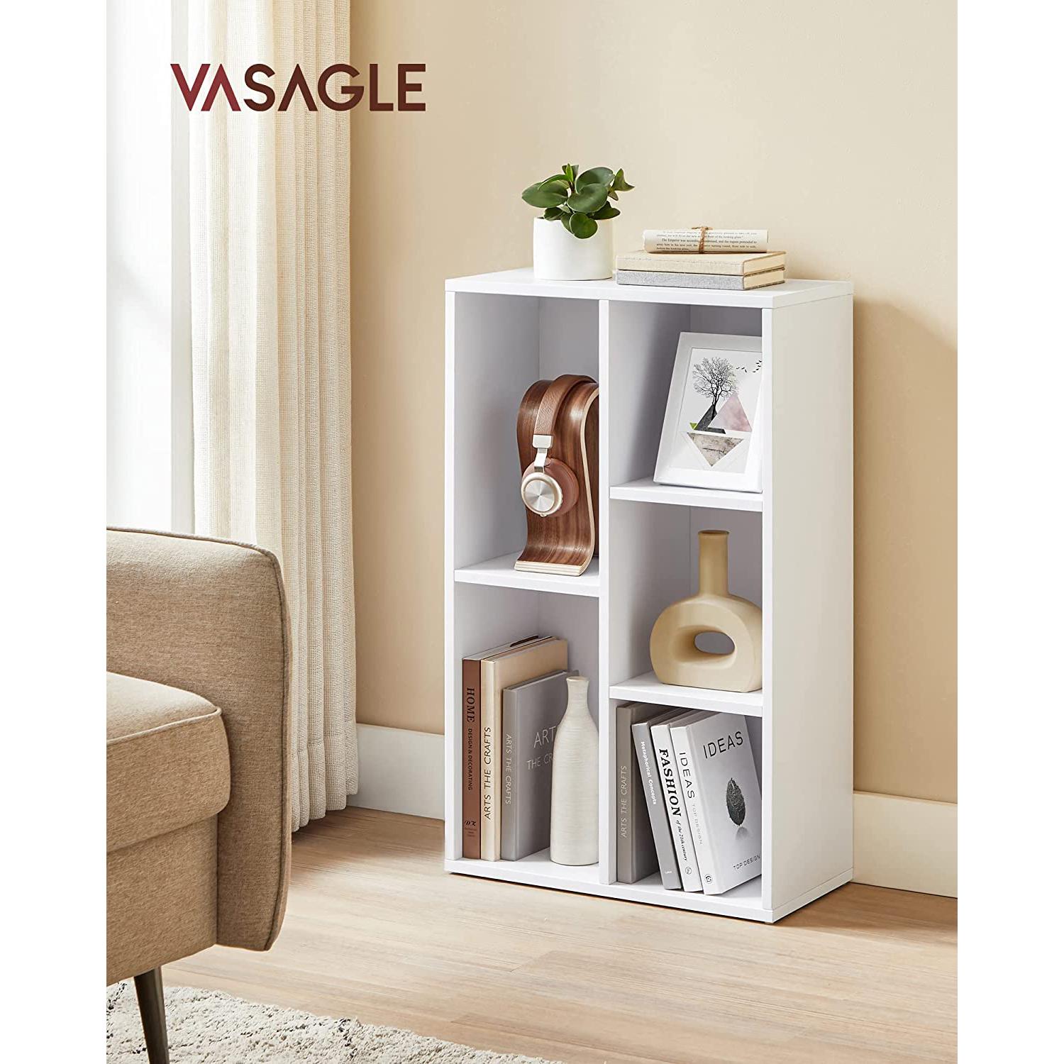Polica za knjige s 5 odjeljaka 50 x 80 x 24 cm, bijela | Vasagle-vitahome.hr