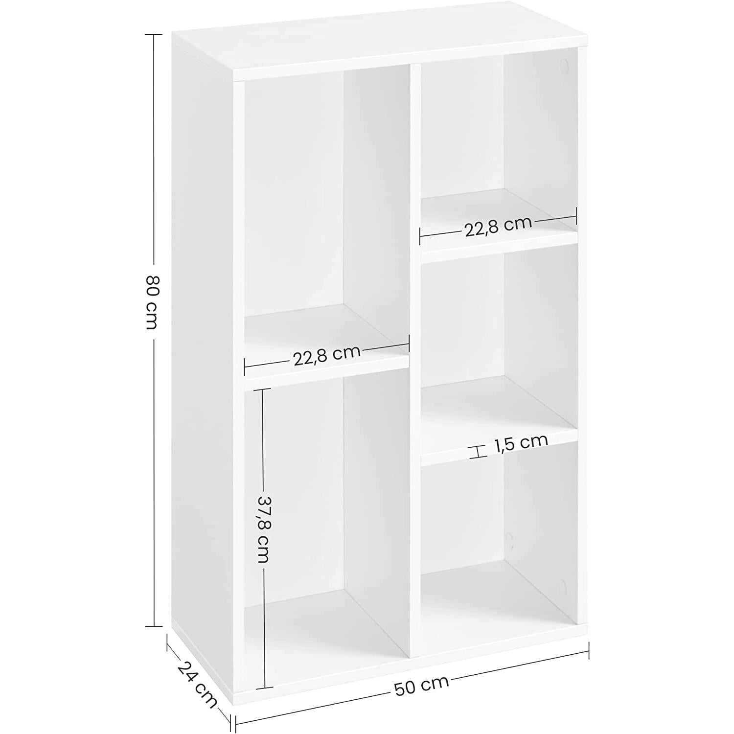 Polica za knjige s 5 odjeljaka 50 x 80 x 24 cm, bijela | Vasagle-vitahome.hr