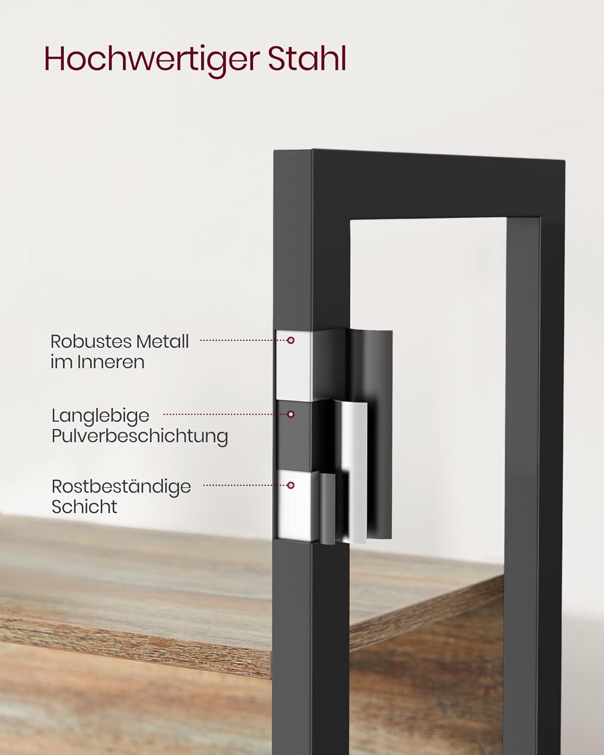 Polica za knjige s metalnim okvirom,24 x 158 x 166 cm, smeđe i crne boje | VASAGLE-vitahome.hr