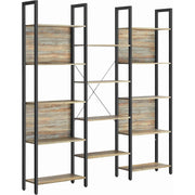 Polica za knjige s metalnim okvirom,24 x 158 x 166 cm, smeđe i crne boje | VASAGLE-vitahome.hr