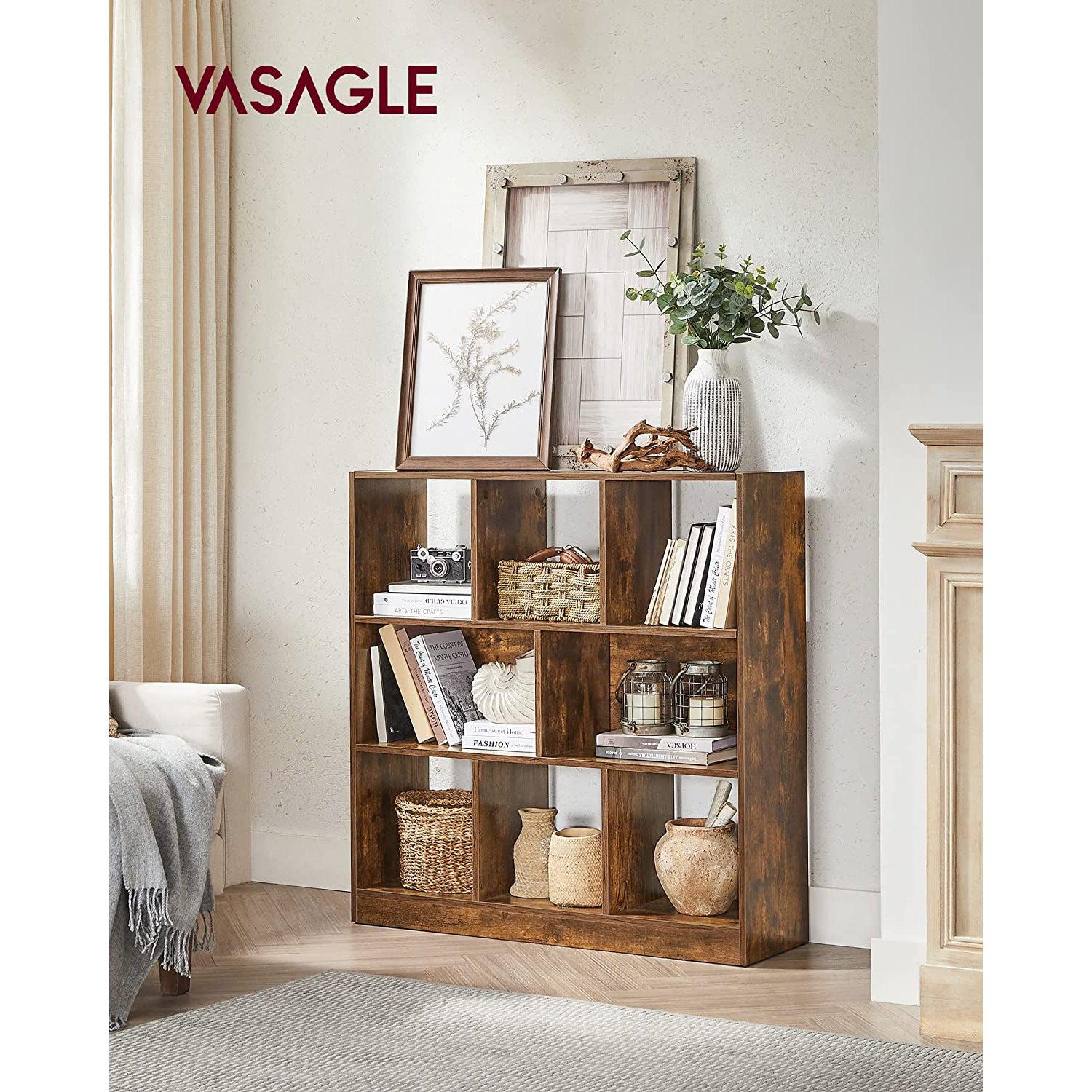 Polica za knjige s otvorenim kockama 86 x 28 x 94,5 cm rustikalno smeđa | Vasagle-vitahome.hr