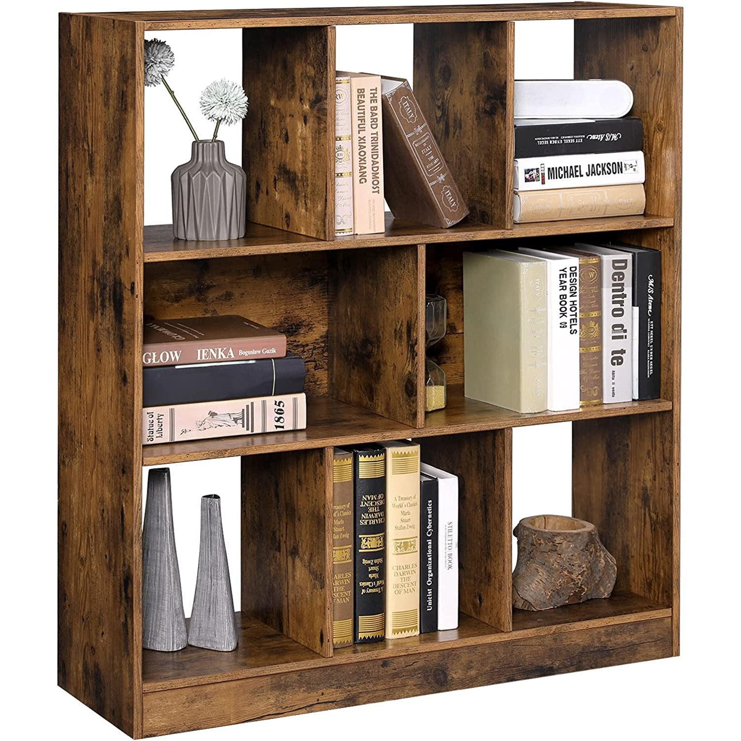 Polica za knjige s otvorenim kockama 86 x 28 x 94,5 cm rustikalno smeđa | Vasagle-vitahome.hr