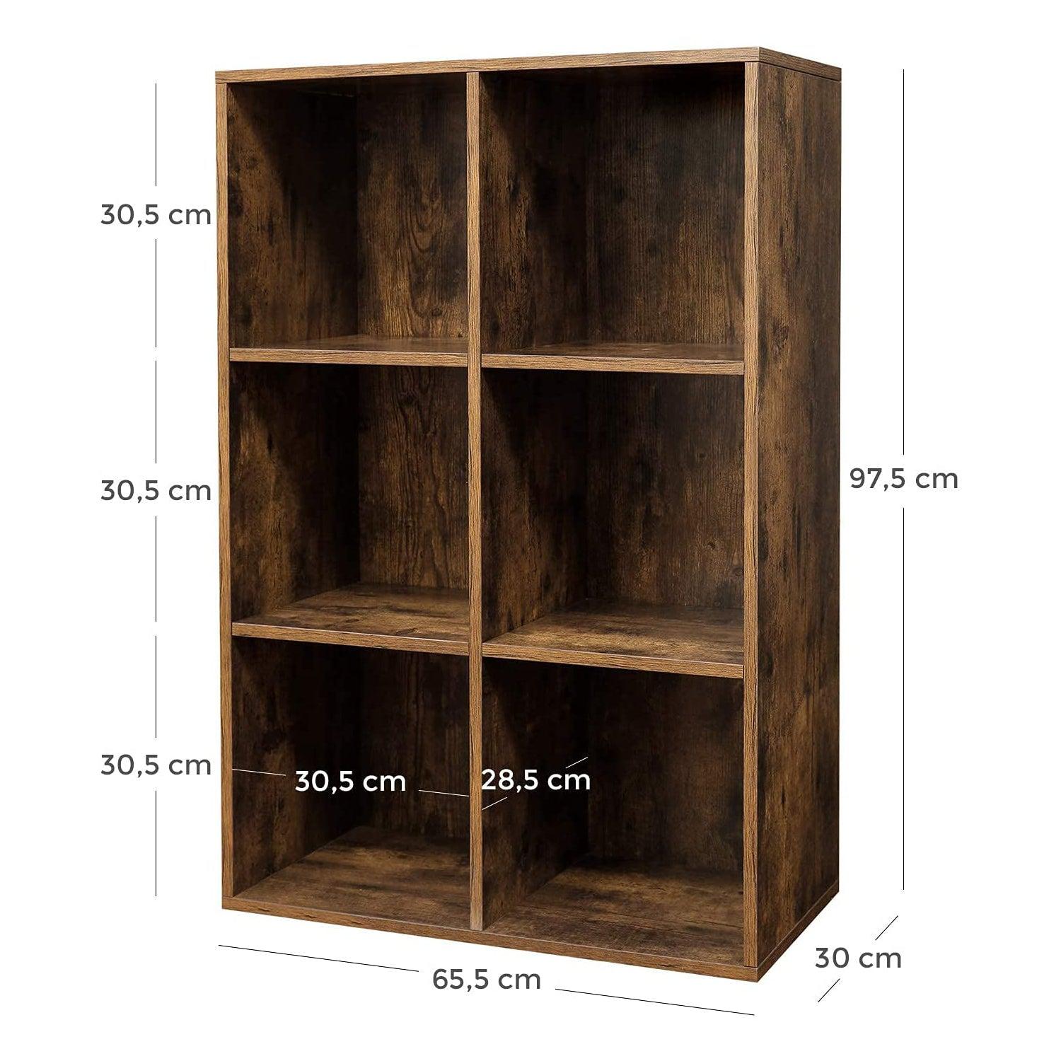 Polica za knjige sa 6 sekcija za odlaganje 65,5 x 97,5 x 30 cm | VASAGLE-vitahome.hr