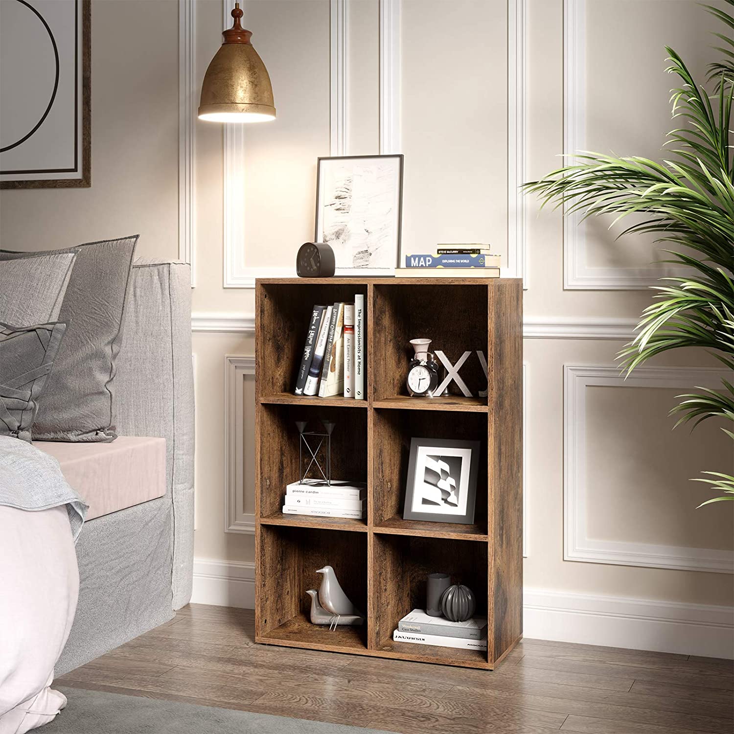 Polica za knjige sa 6 sekcija za odlaganje 65,5 x 97,5 x 30 cm | VASAGLE-vitahome.hr