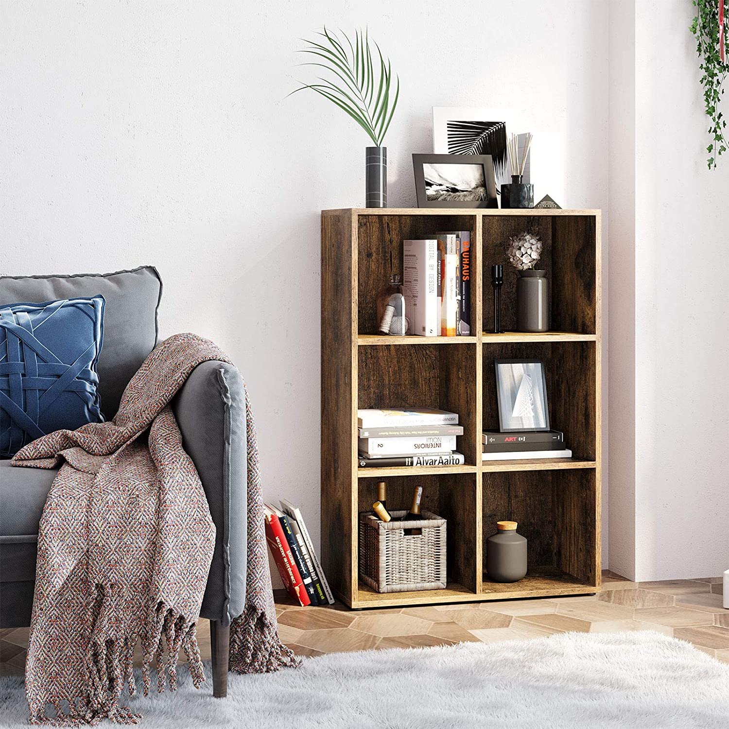 Polica za knjige sa 6 sekcija za odlaganje 65,5 x 97,5 x 30 cm | VASAGLE-vitahome.hr