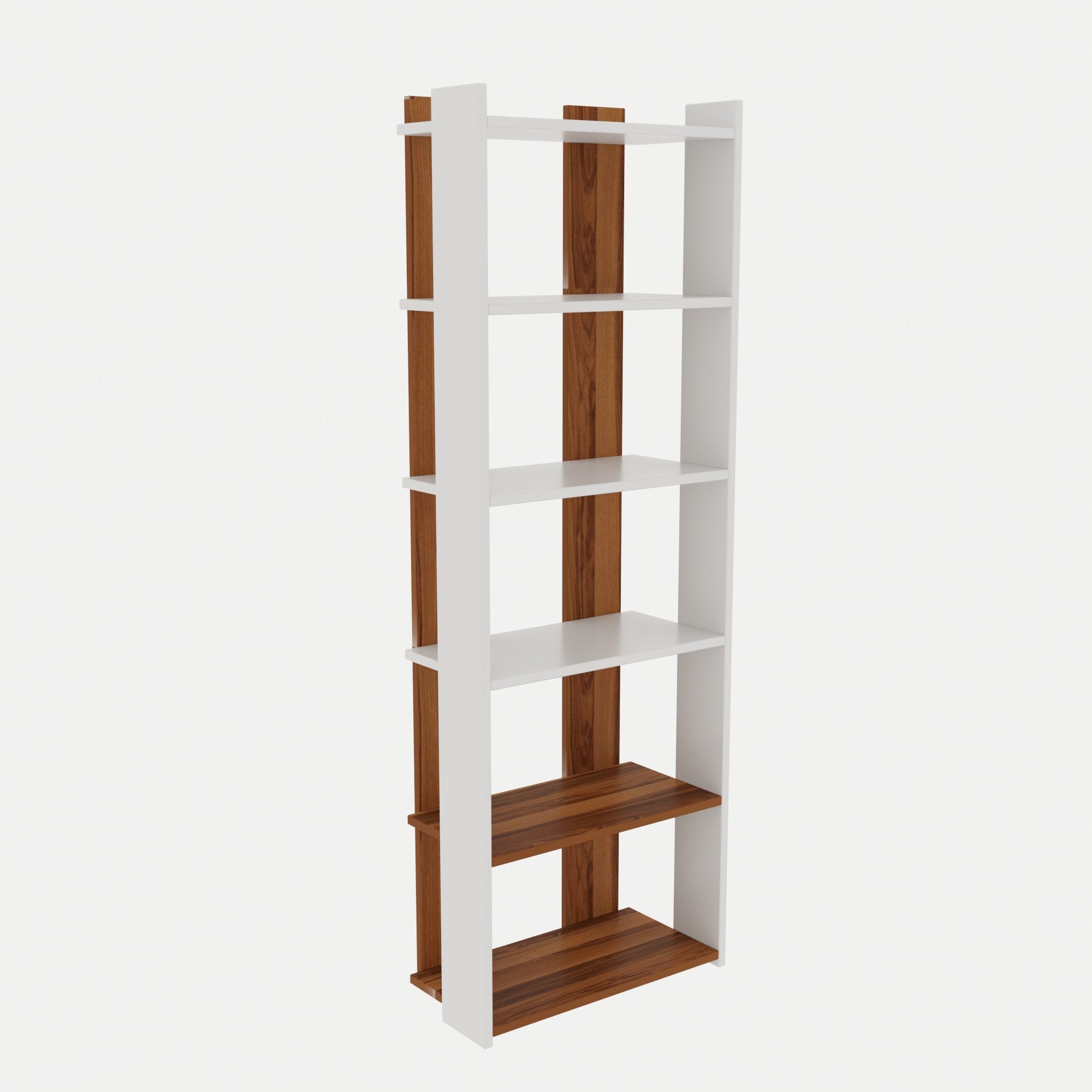 Polica za knjige Sakran - White, Walnut | AG-vitahome.hr