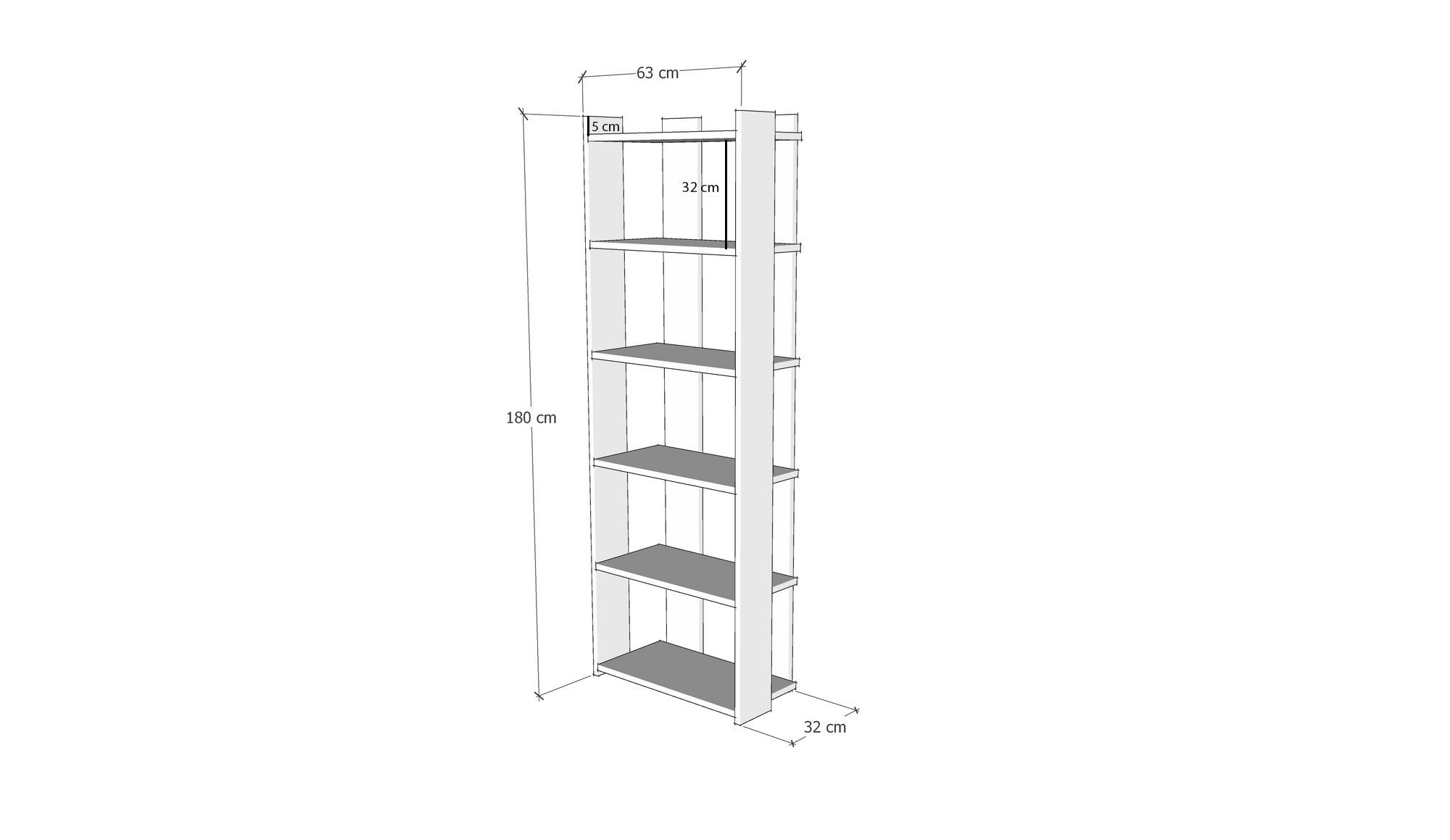 Polica za knjige Sakran - White, Walnut | AG-vitahome.hr