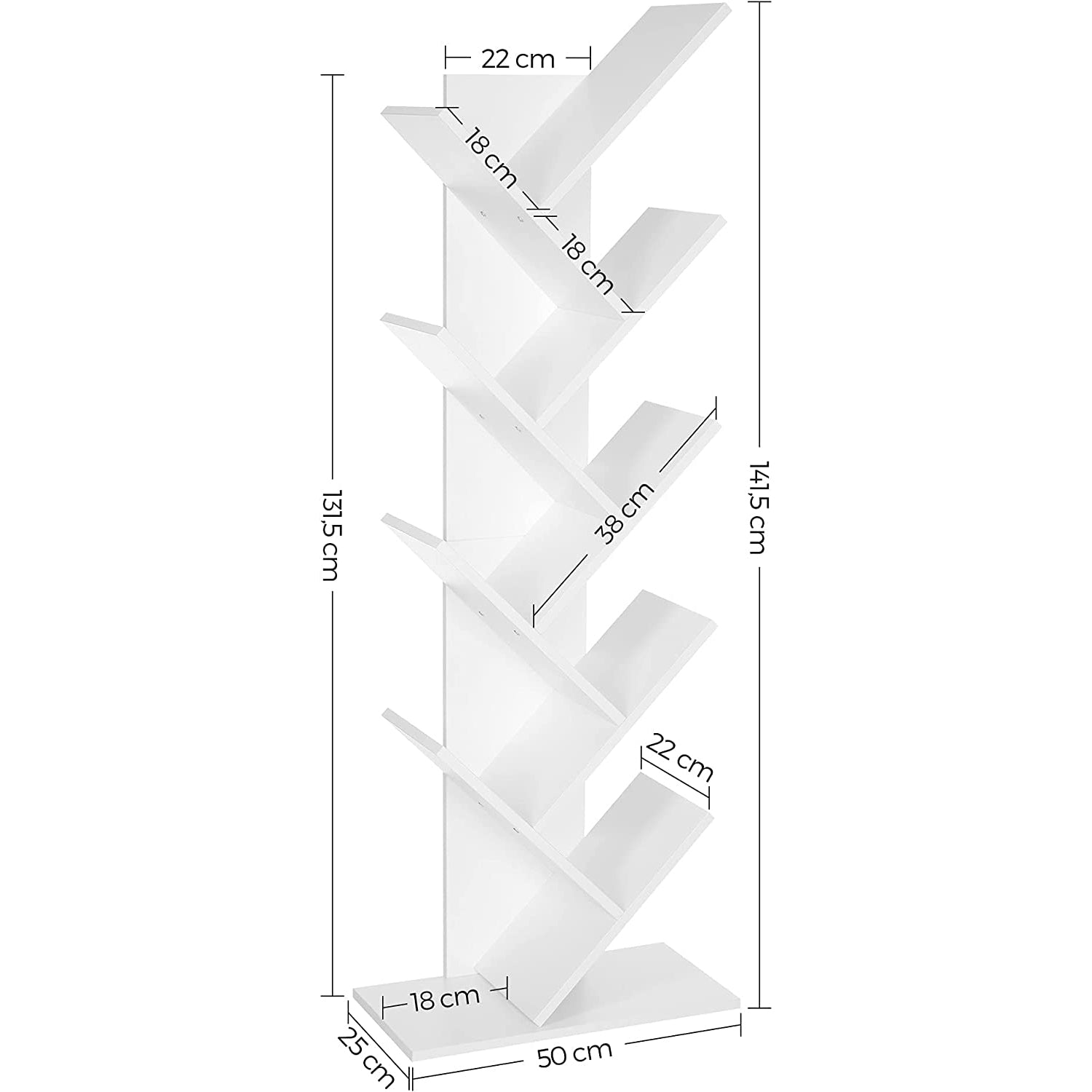 Polica za knjige, samostojeća polica, 50 x 25 x 141,5 cm Bijela | Vasagle-vitahome.hr