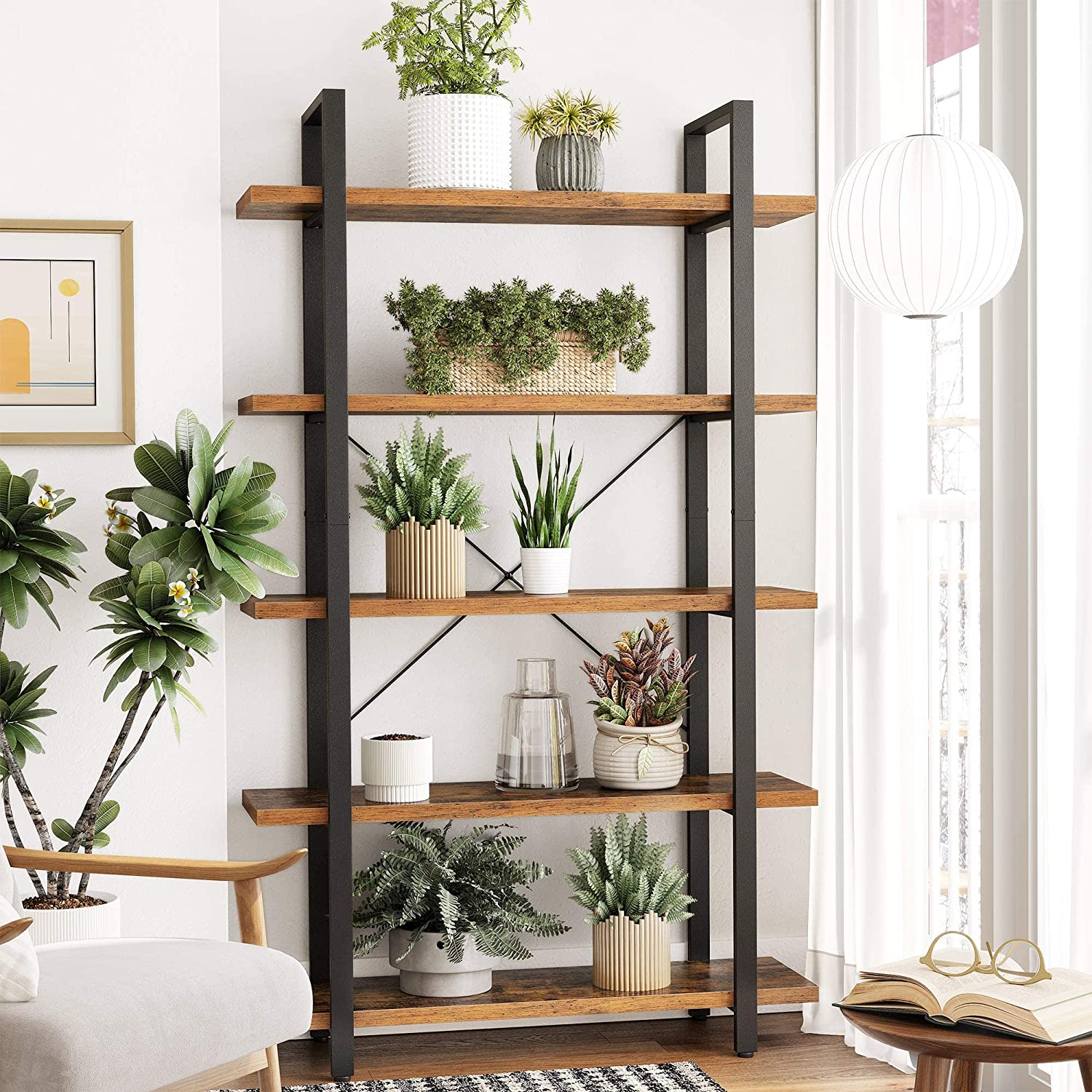 polica za knjige, stabilni stalak za odlaganje na 5 razina 105 x 33,5 x 177,5 cm | Vasagle-vitahome.hr