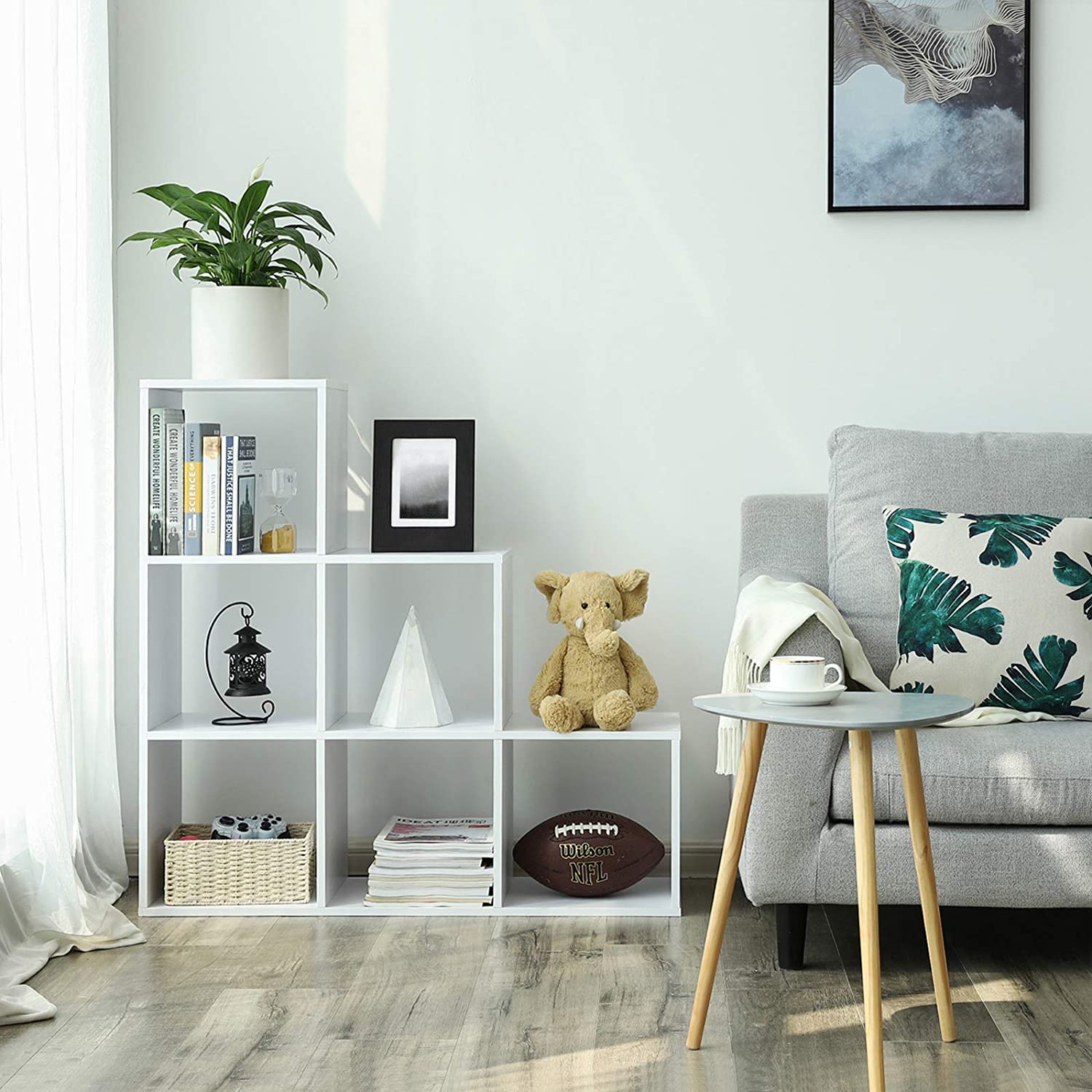 Polica za knjige, stepenasta polica sa 6 odjeljaka, 97,5 x 97,5 x 29 cm | Vasagle-vitahome.hr