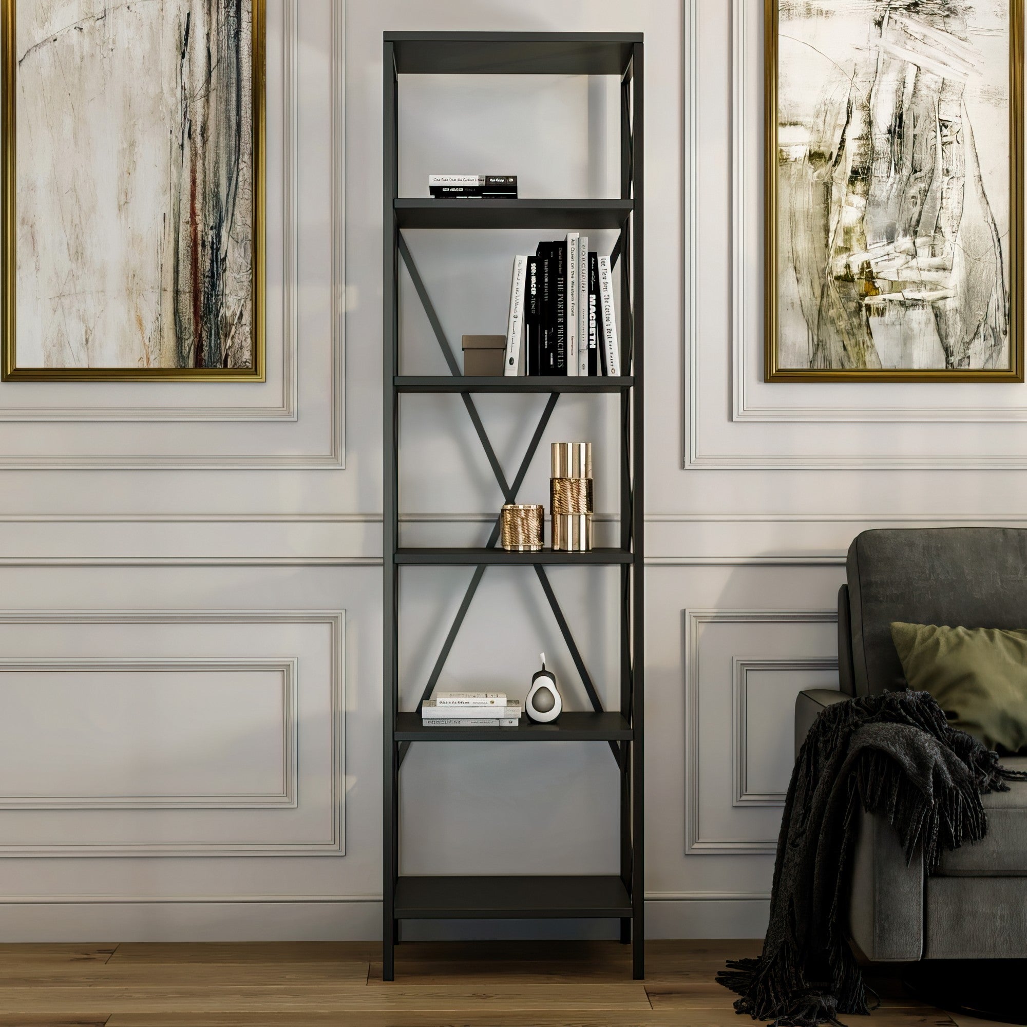 Polica za knjige Suadiye - Anthracite | AG-vitahome.hr