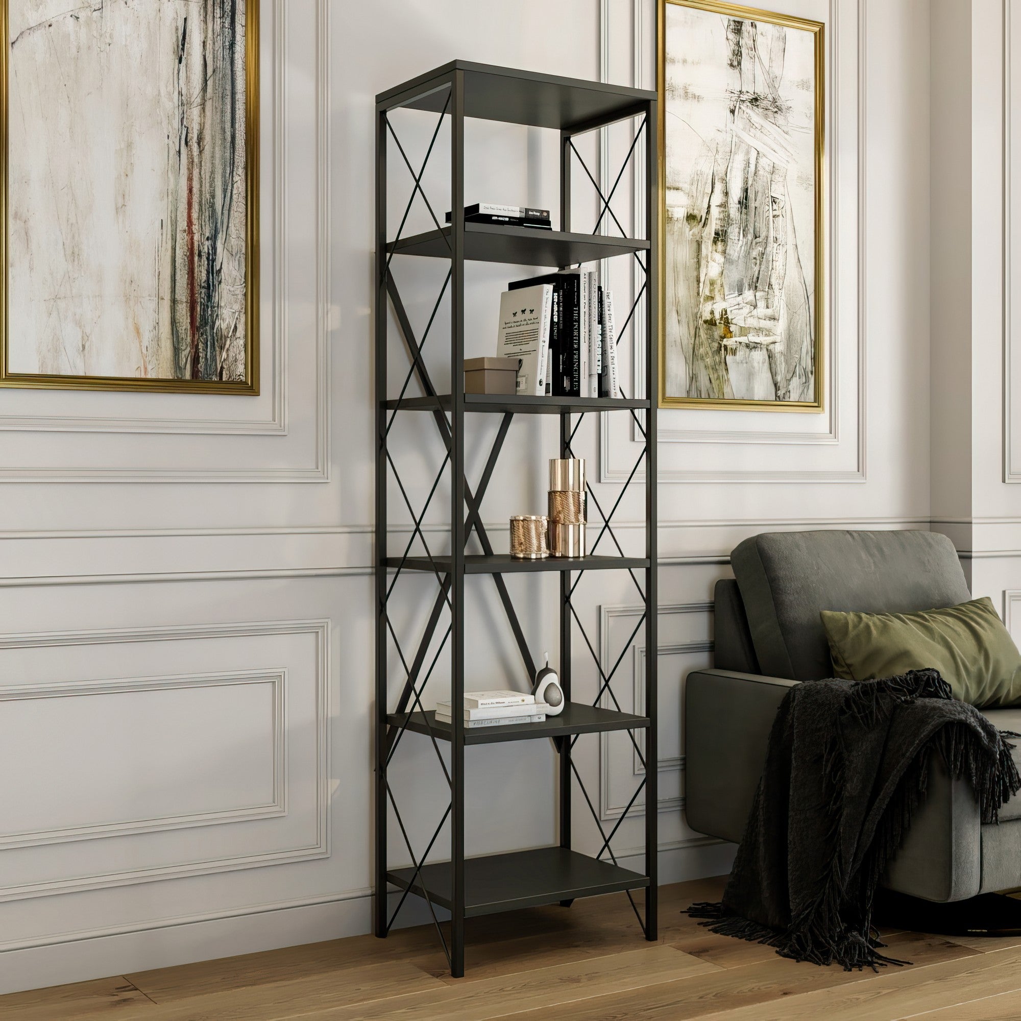 Polica za knjige Suadiye - Anthracite | AG-vitahome.hr