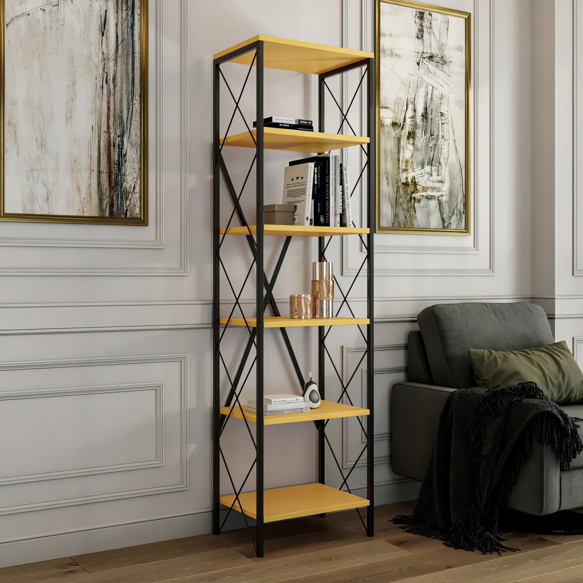 Polica za knjige Suadiye - Yellow | AG-vitahome.hr