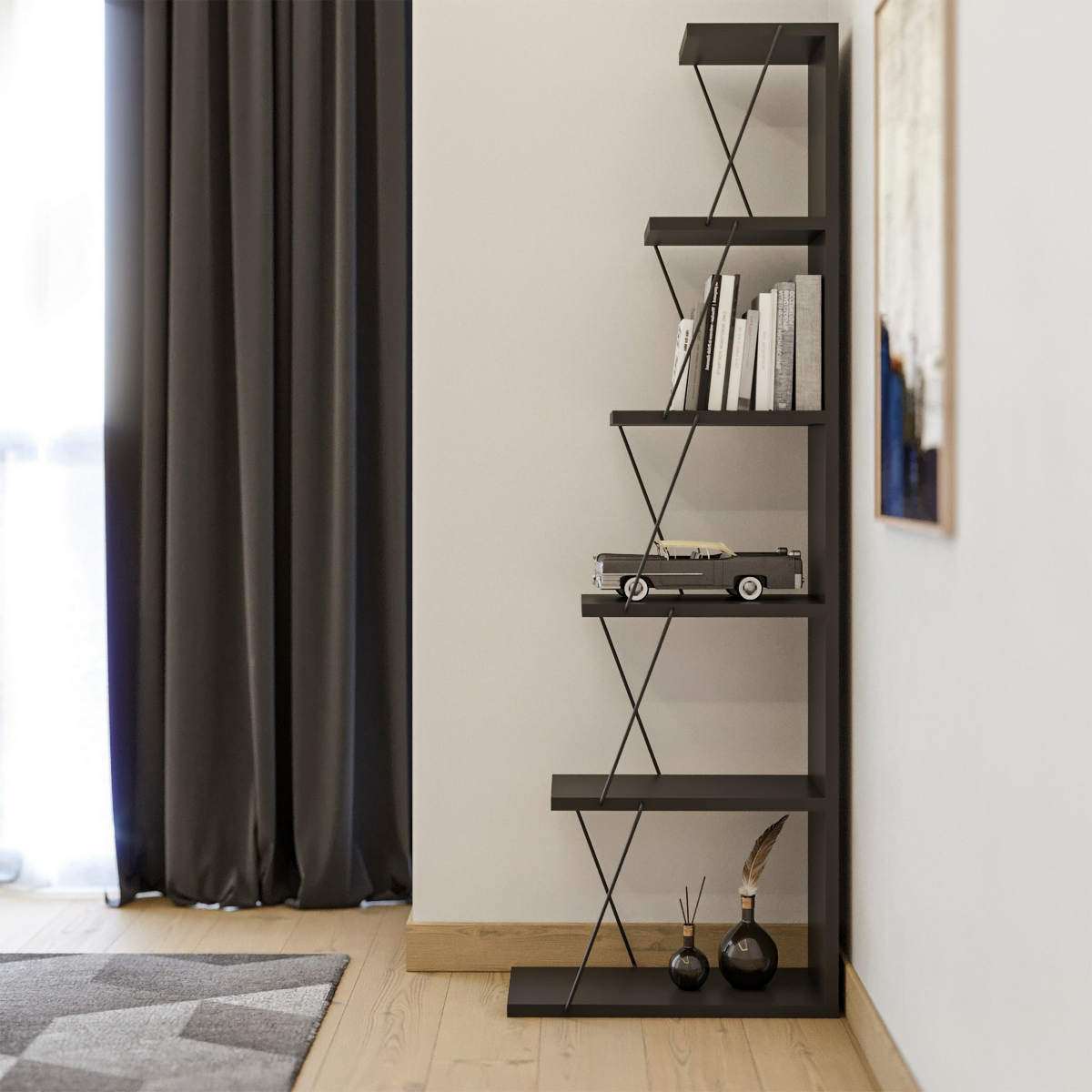 Polica za knjige Tlos - Anthracite | AG-vitahome.hr