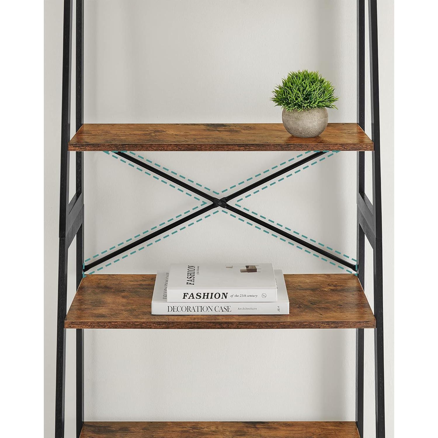 Polica za knjige u industrijskom stilu, 63 x 34 x 137 cm, crno-smeđa | VASAGLE-vitahome.hr