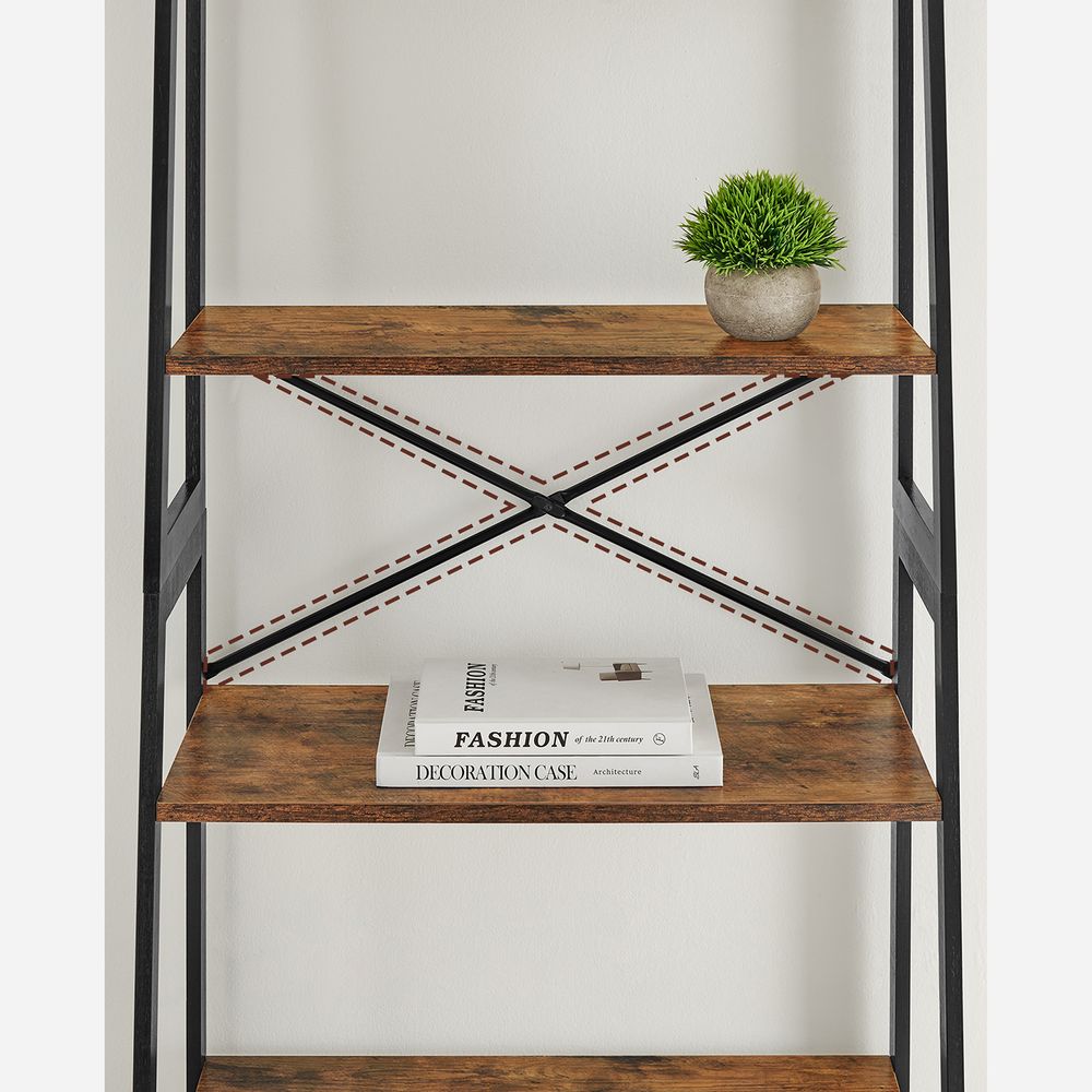 Polica za knjige u industrijskom stilu, 63 x 34 x 137 cm, crno-smeđa | VASAGLE-vitahome.hr