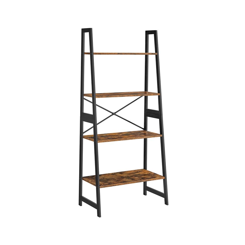 Polica za knjige u industrijskom stilu, 63 x 34 x 137 cm, crno-smeđa | VASAGLE-vitahome.hr
