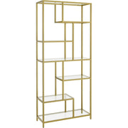 Polica za knjige, visoka sa 6 razina, 30 × 80 × 180 cm, metalik zlatna