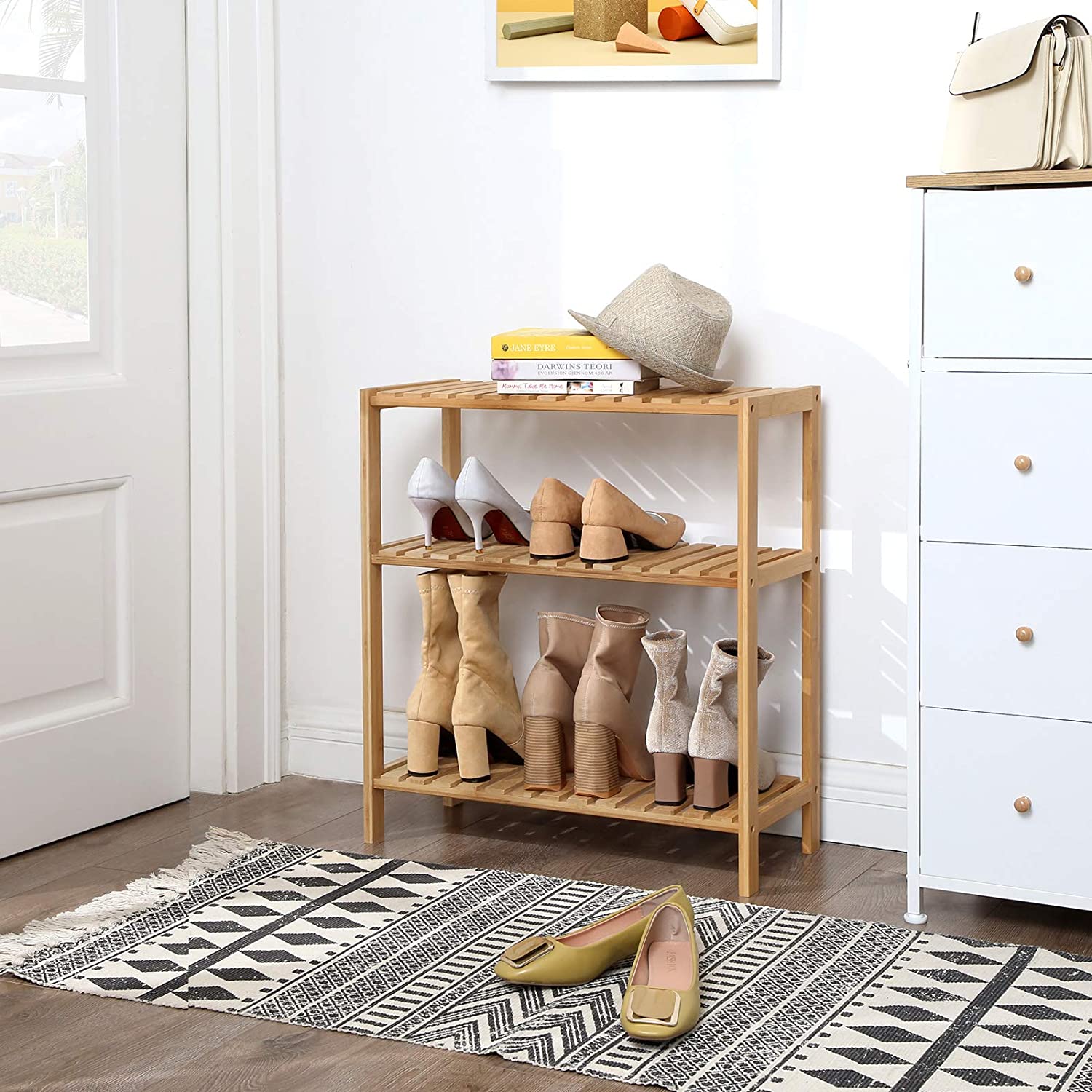 Polica za kupaonicu od prirodnog bambusa, 60 x 26 x 66 cm | SONGMICS-vitahome.hr