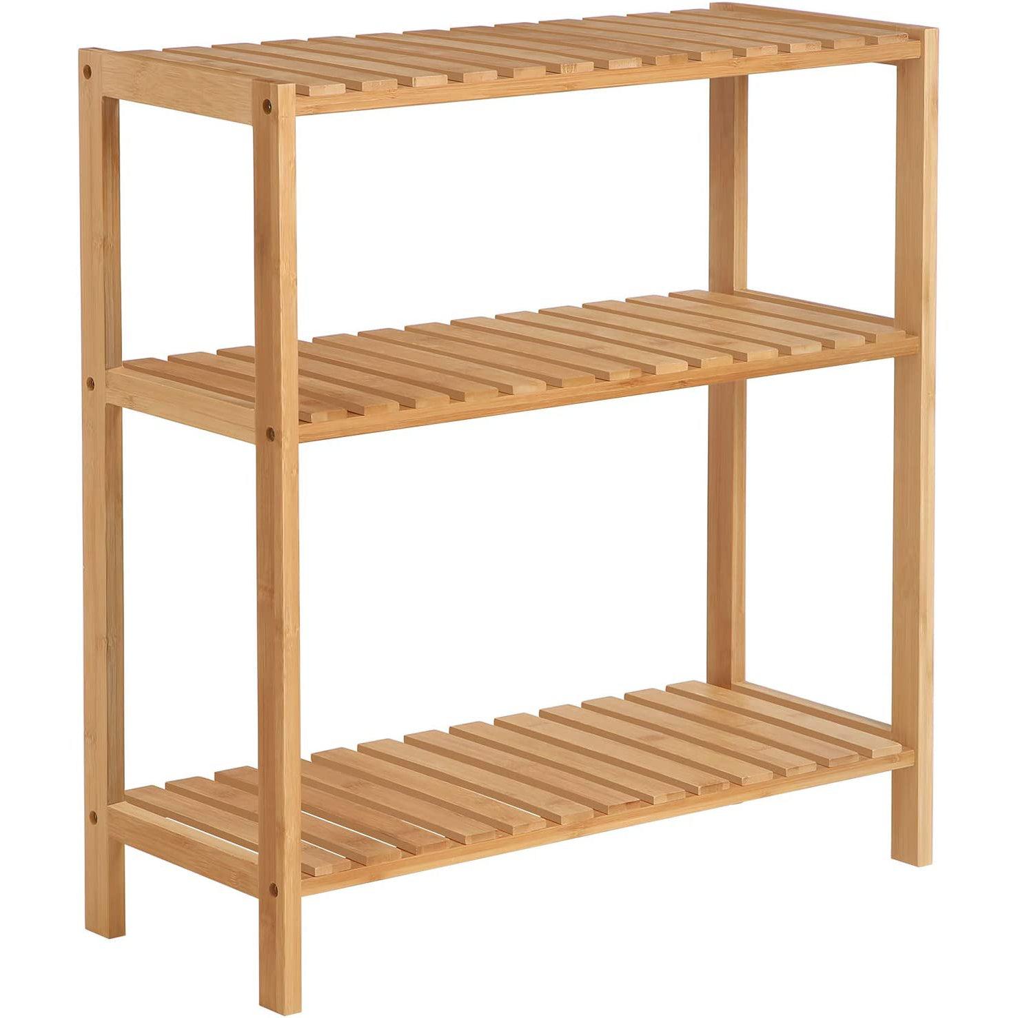 Polica za kupaonicu od prirodnog bambusa, 60 x 26 x 66 cm | SONGMICS-vitahome.hr