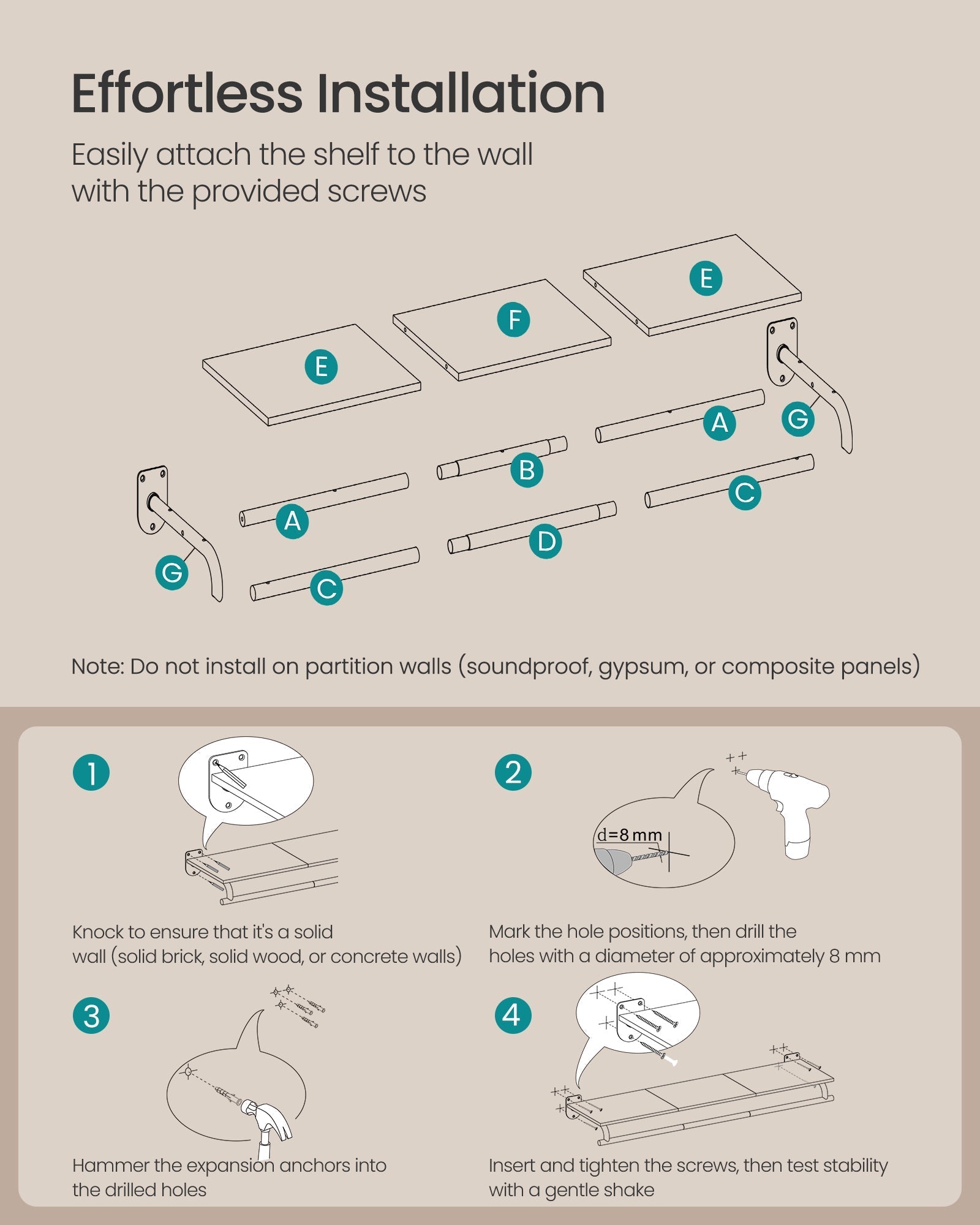 Polica za odjeću sa zidnim nosačem, zidni policak s vješalicom, 28 x 109 x 13,2 cm, rustikalna smeđa i crna