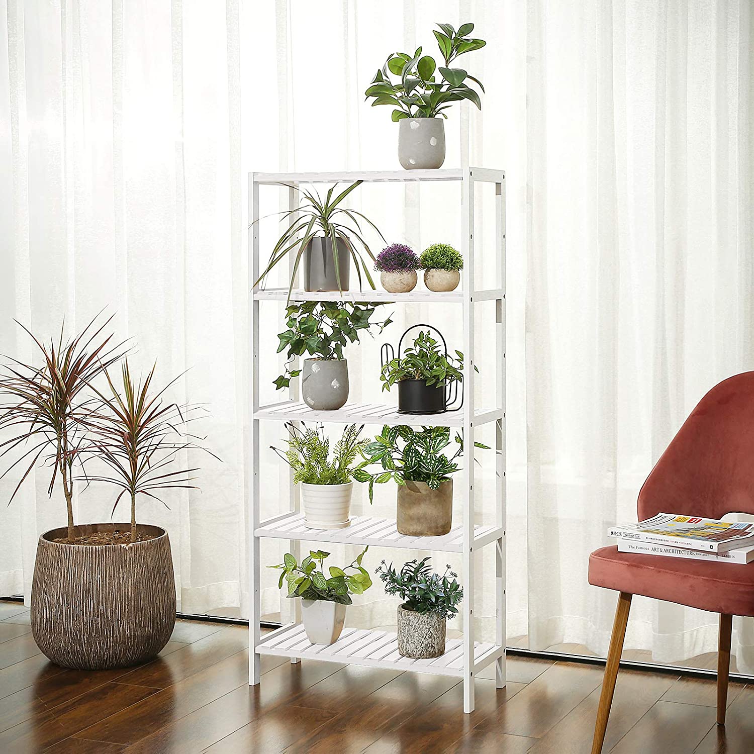Polica za odlaganje, 5 razina s 9 podesivih visina 60 x 130 x 26 cm, bijela | SONGMICS-vitahome.hr