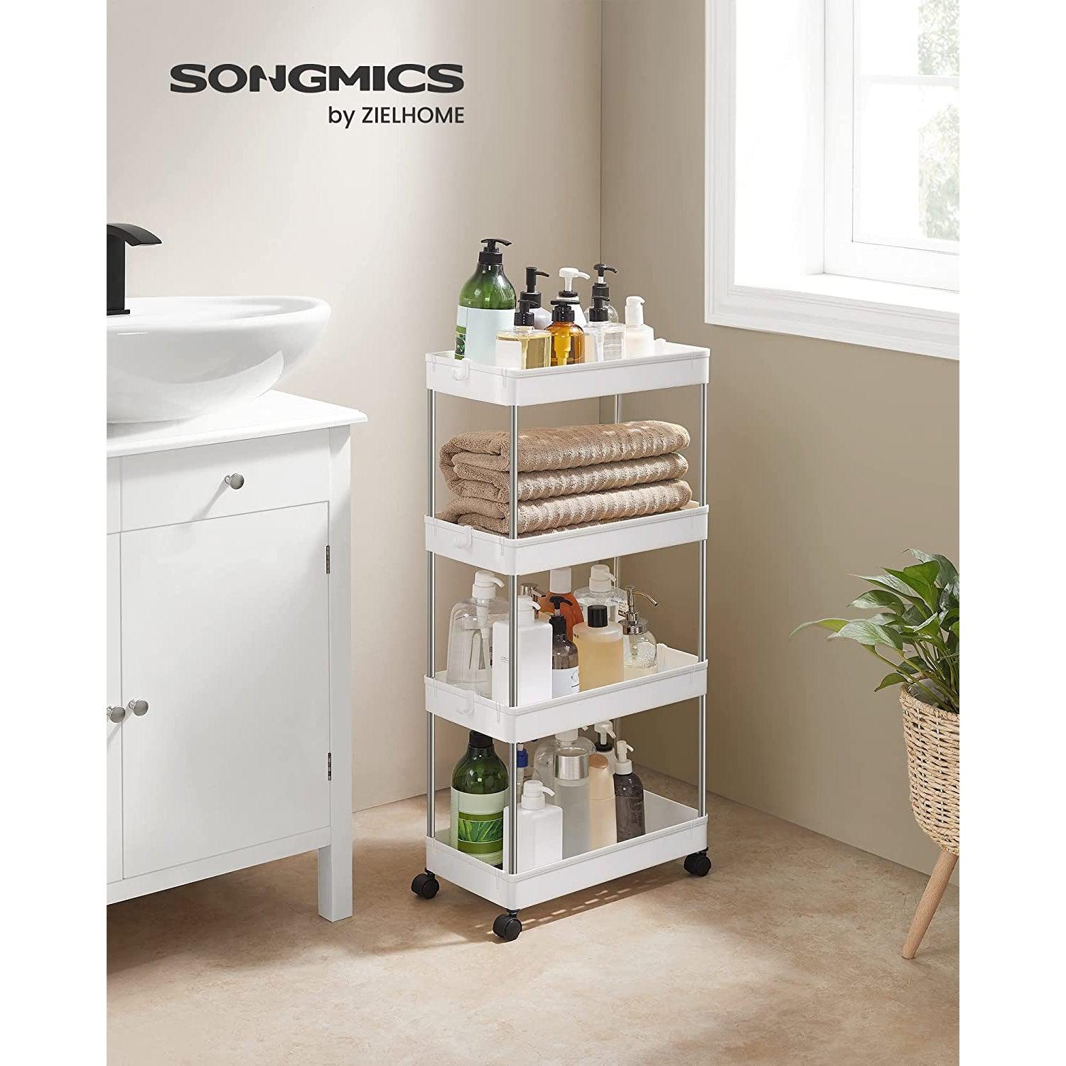 Polica za odlaganje, kolica s kotačima s 4 police, bijela | SONGMICS-vitahome.hr