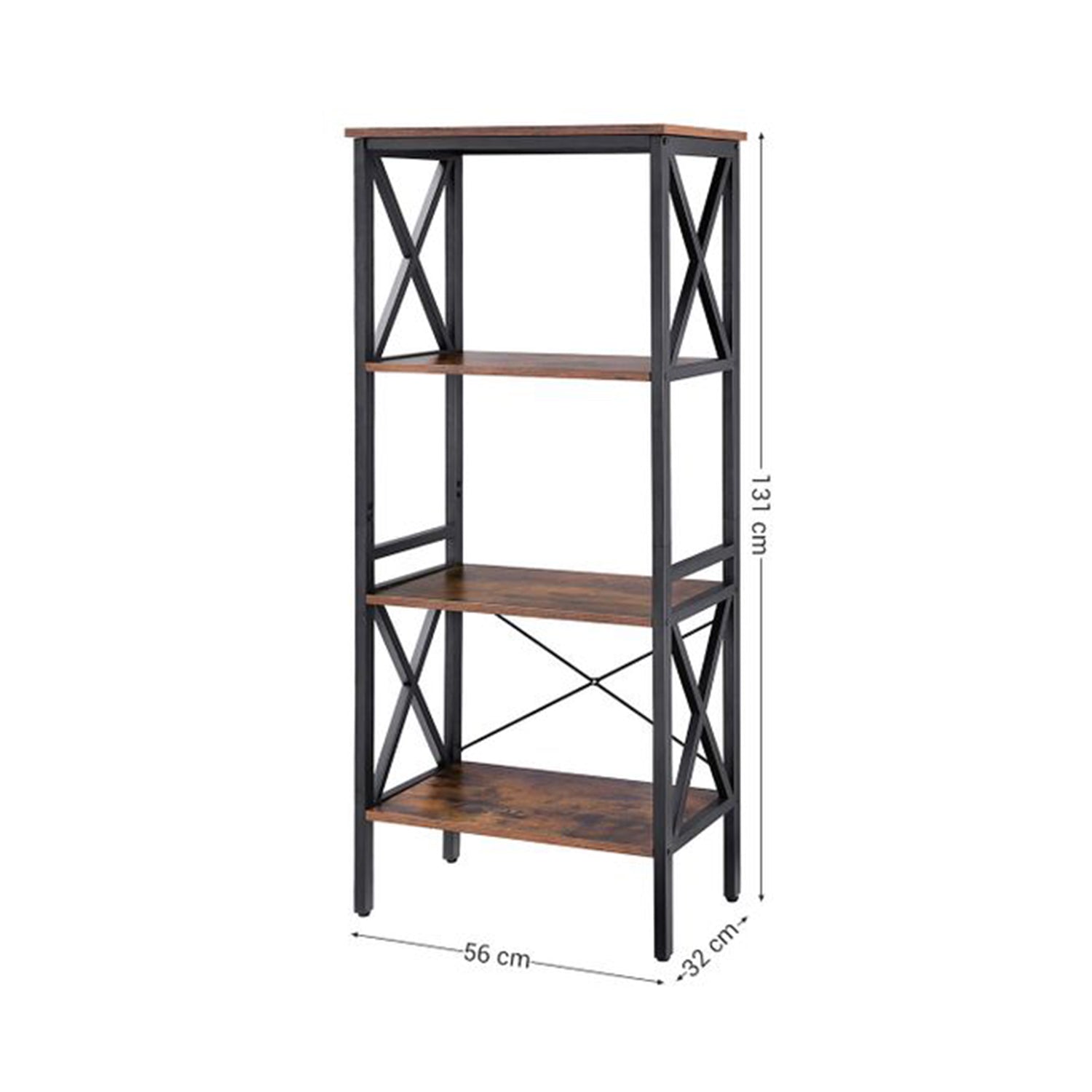 Polica za odlaganje, stojeća polica na 4 razine 56 x 34 x 131 cm rustikalno smeđa | Vasagle-vitahome.hr