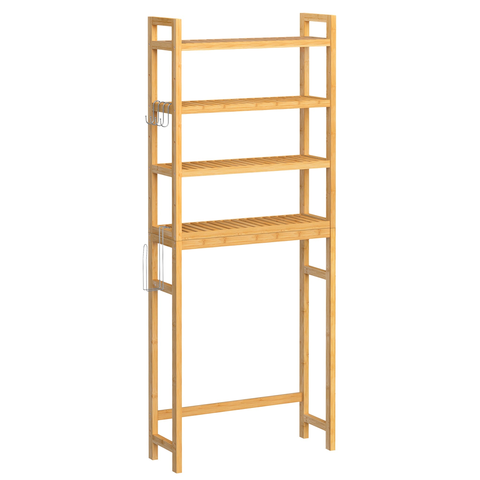 Polica za pohranu iznad WC-a na 4 razine, 26 x 63 x 185 cm, boja bambusa | SONGMICS-vitahome.hr