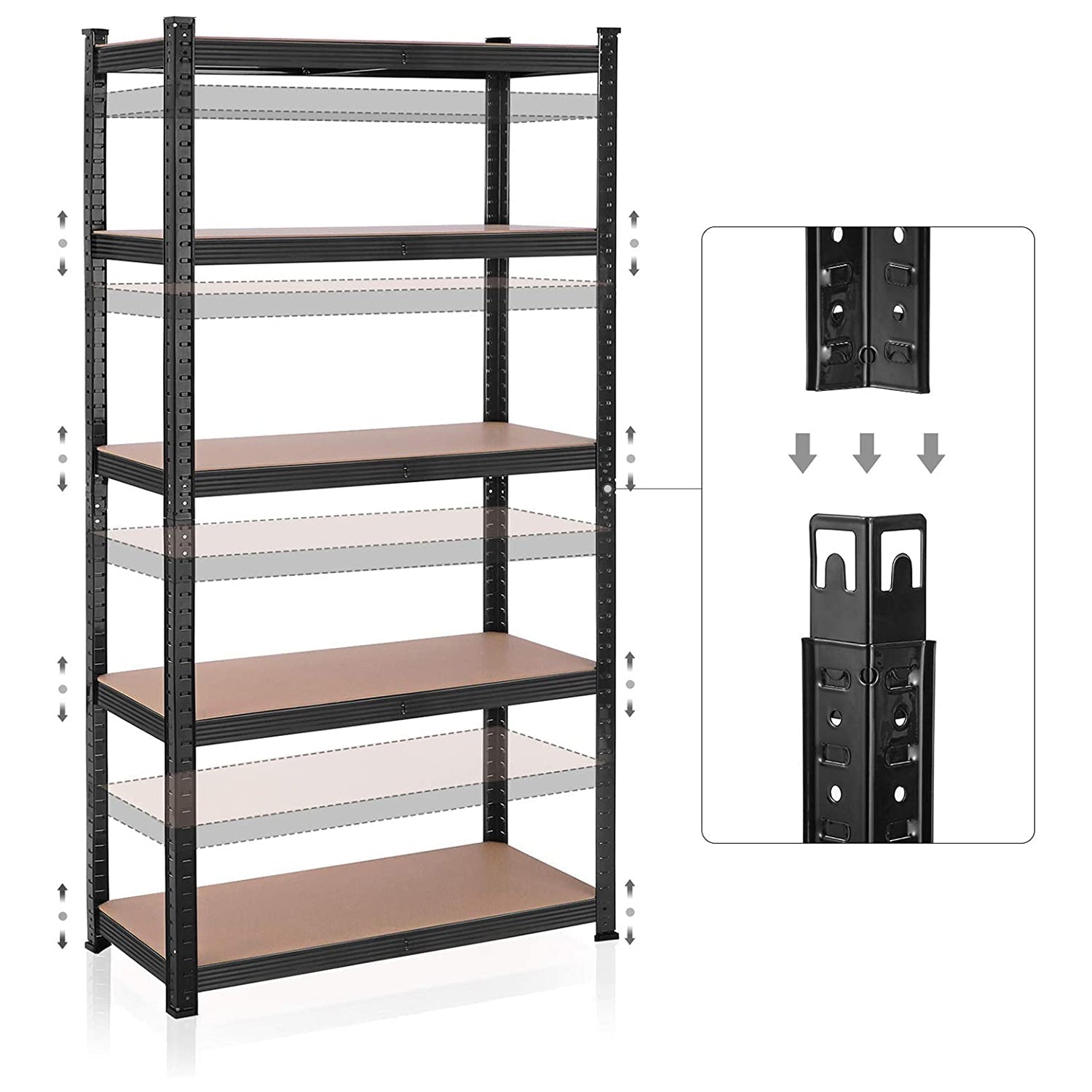 Polica za teške predmete, nosivosti do 600kg, 50 x 100 x 200 cm, crna | SONGMICS-vitahome.hr