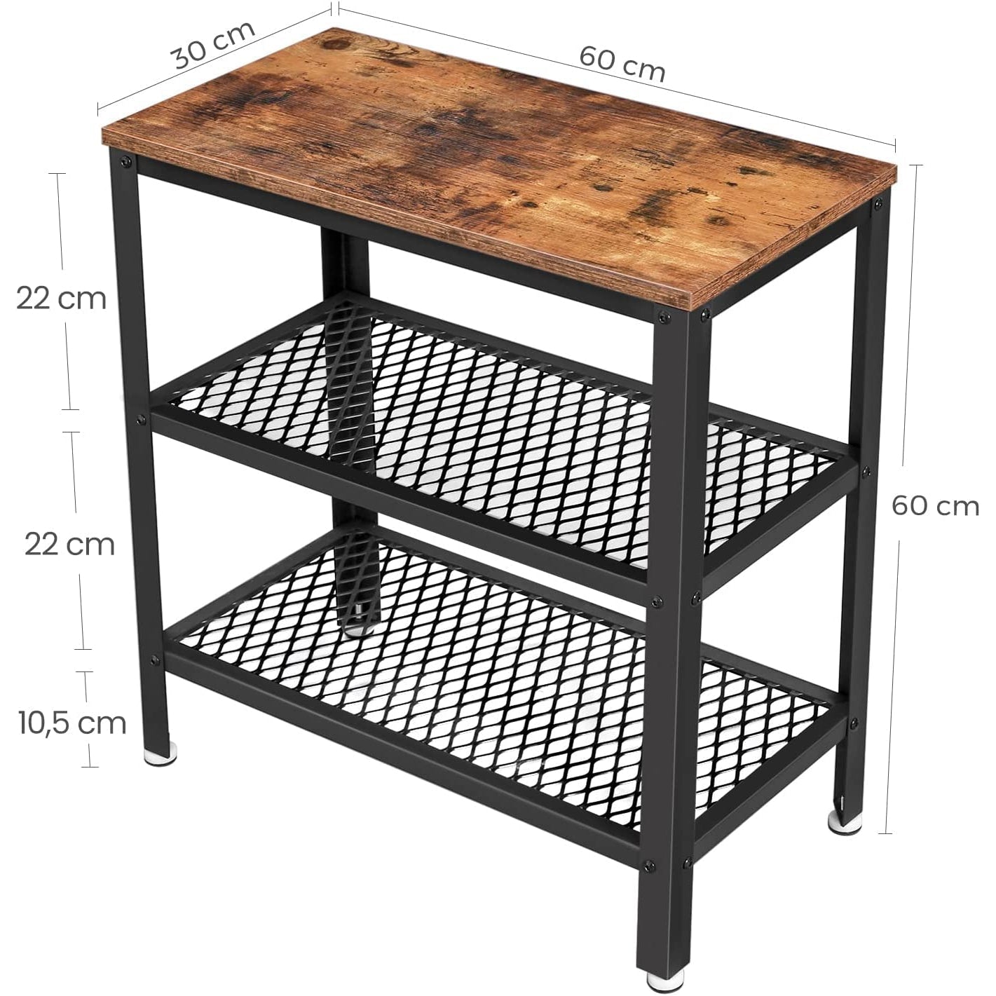Pomoćni stolić, noćni ormarić s 2 police 60 x 30 x 60 cm | Vasagle-vitahome.hr