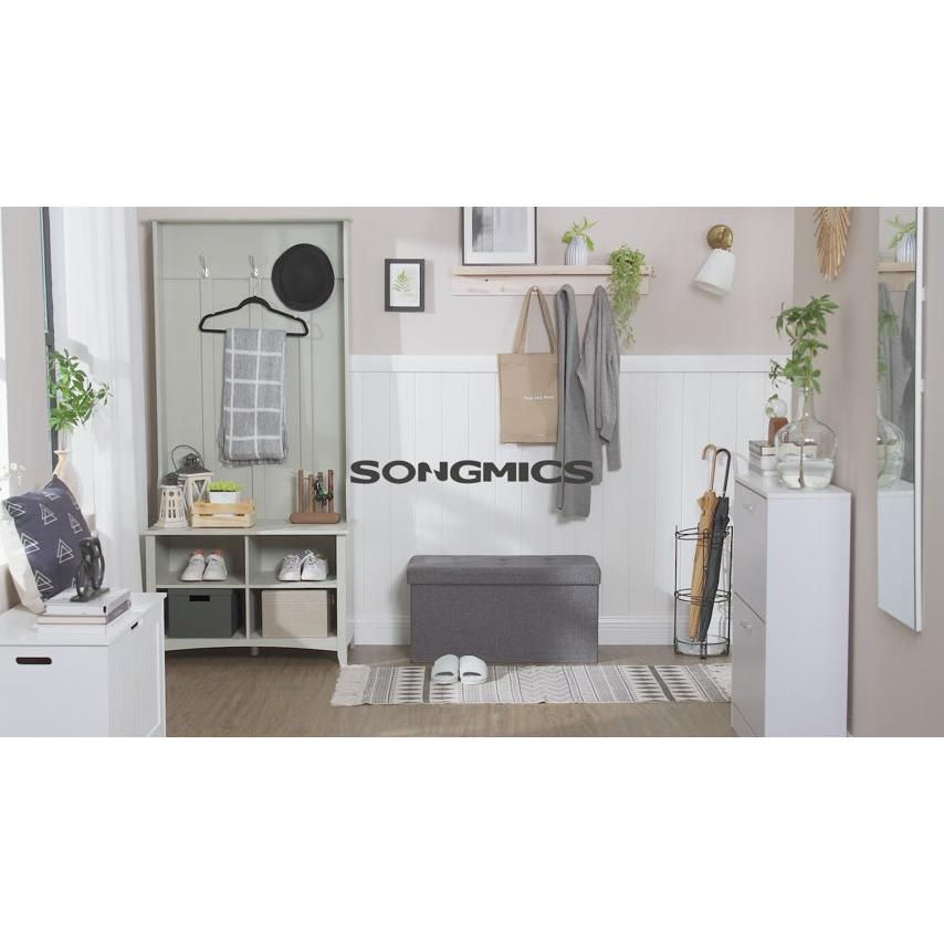 Pouf, klupa za odlaganje 76 x 38 x 38 cm, tamno siva | SONGMICS-vitahome.hr