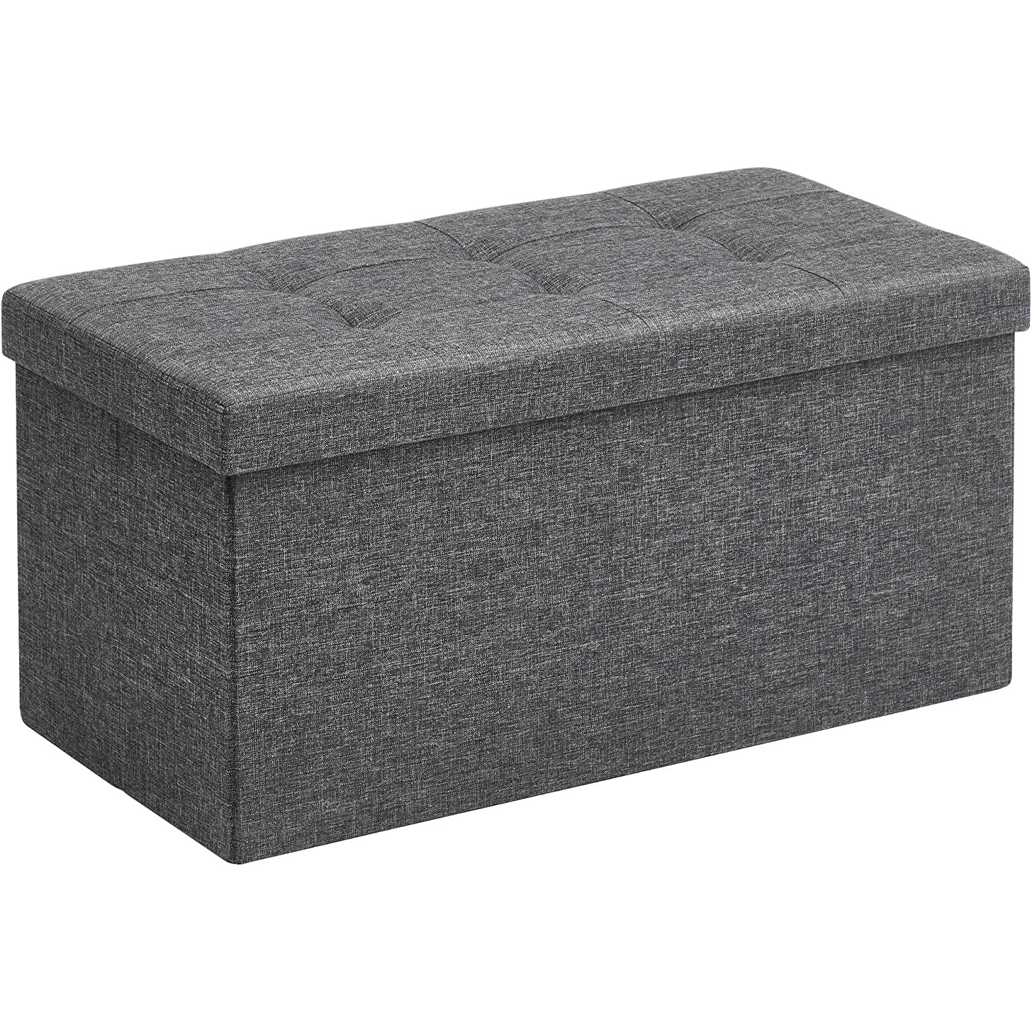Pouf, klupa za odlaganje 76 x 38 x 38 cm, tamno siva | SONGMICS-vitahome.hr
