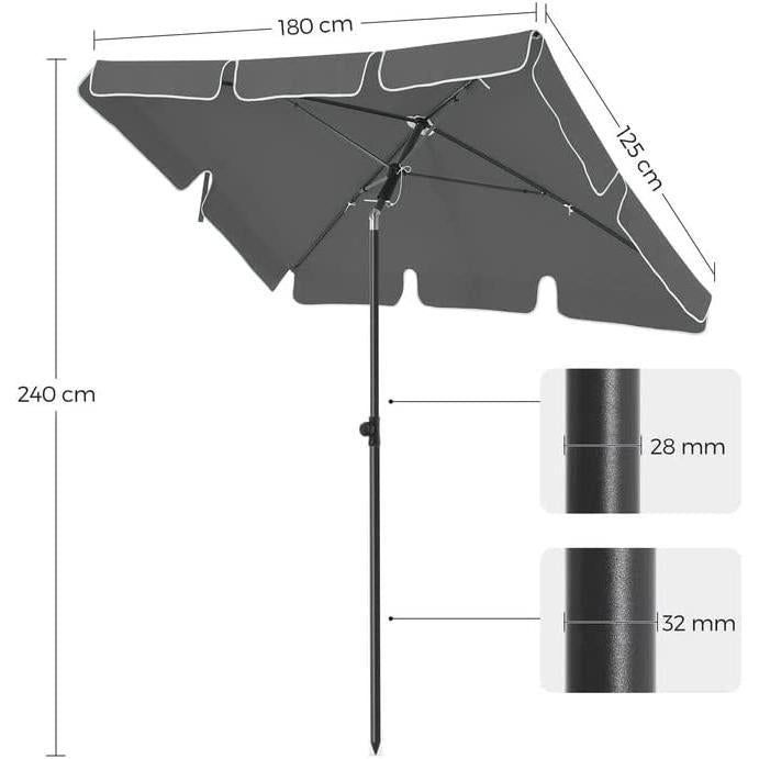 pravokutni balkonski suncobran 1,8 x 1,25 m, UPF 50+ zaštita | SONGMICS-vitahome.hr