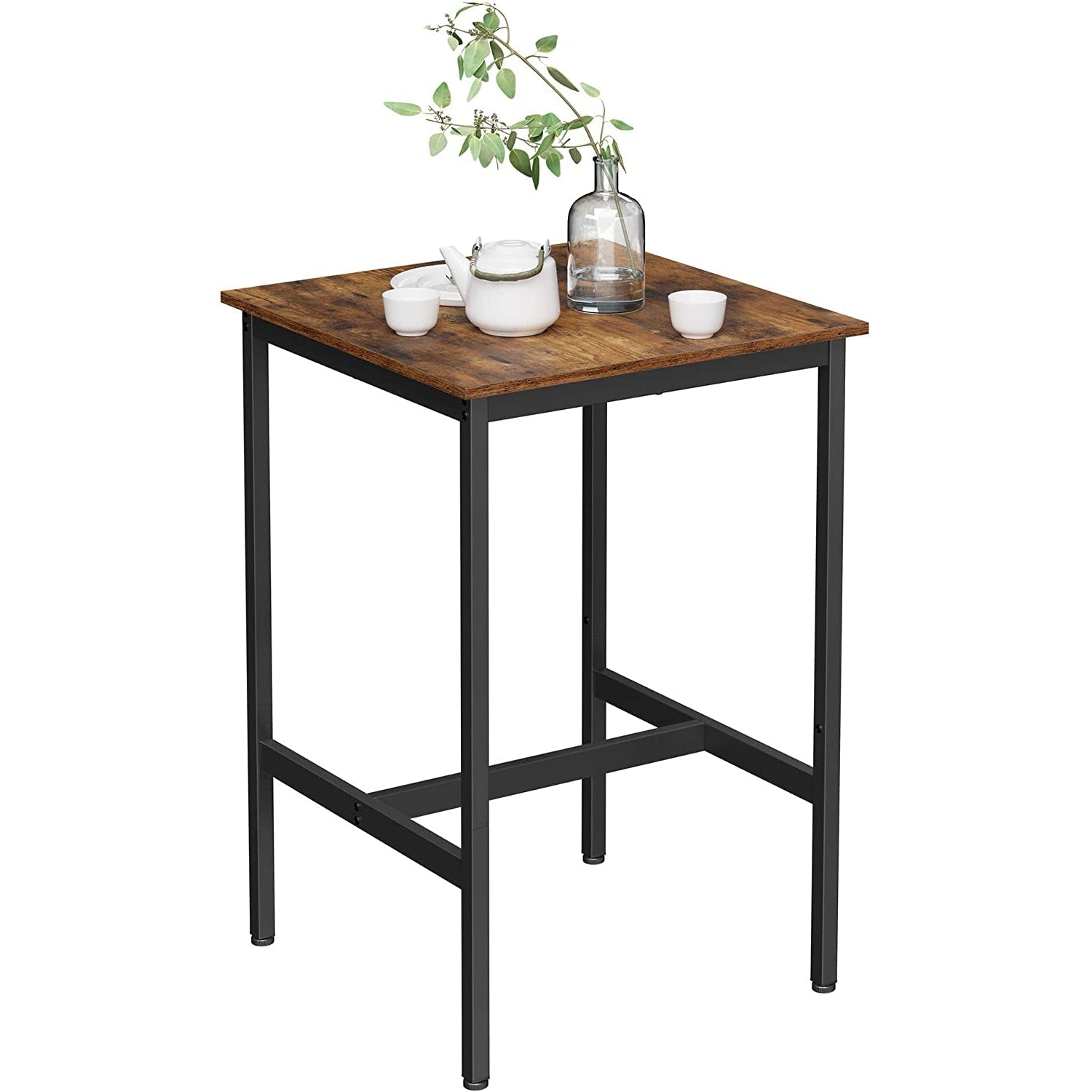 Pravokutni visoki barski stol 60 x 60 x 90 cm, rustikalno smeđa i crna | Vasagle-vitahome.hr
