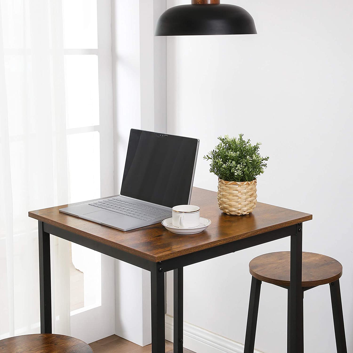 Pravokutni visoki barski stol 60 x 60 x 90 cm, rustikalno smeđa i crna | Vasagle-vitahome.hr