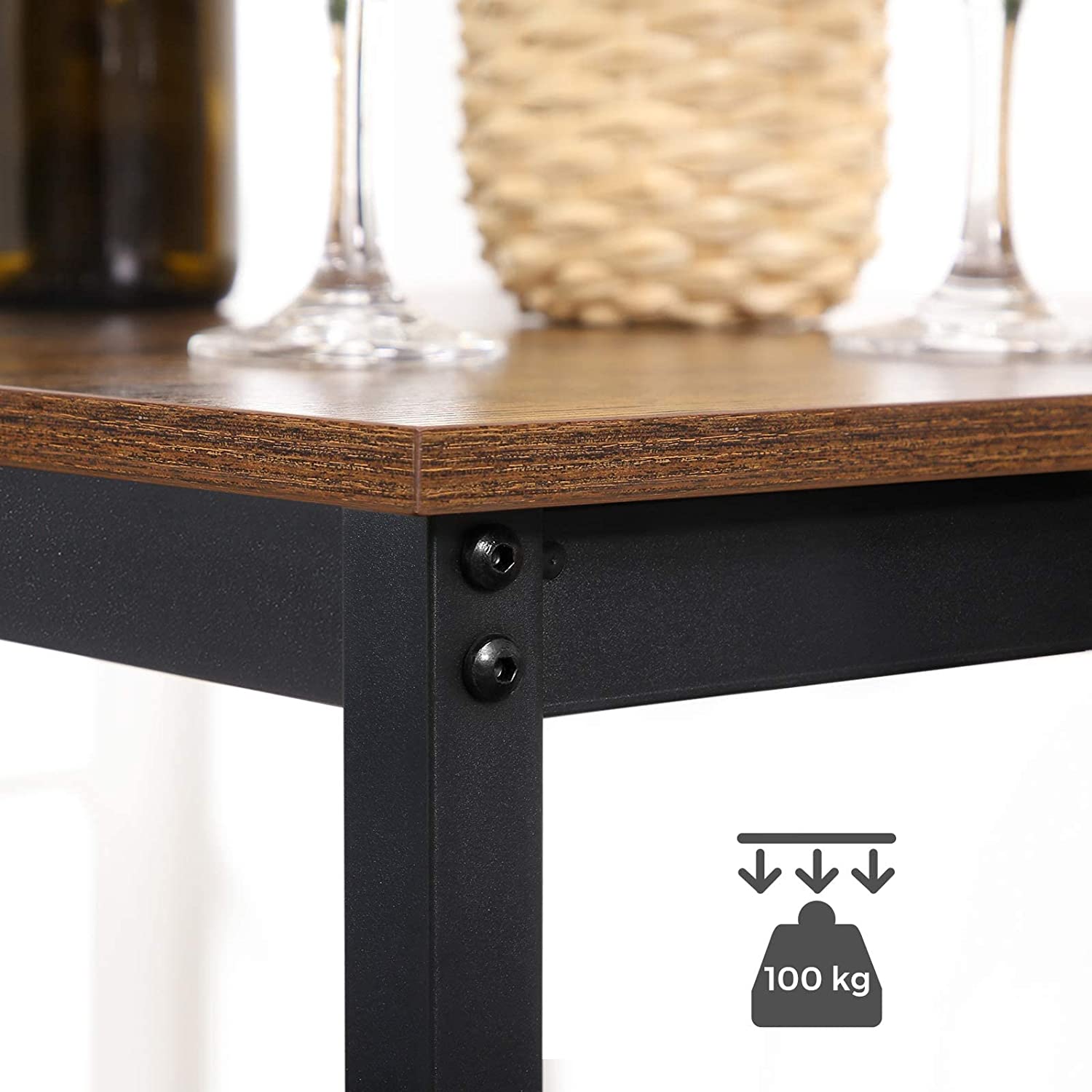 Pravokutni visoki barski stol 60 x 60 x 90 cm, rustikalno smeđa i crna | Vasagle-vitahome.hr