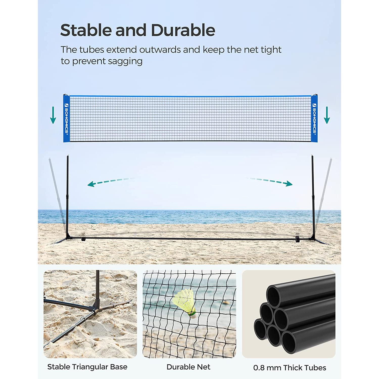 Prijenosna mreža za tenis/badminton sa postoljem podesive visine 5x1,55 m, plava | SONGMICS-vitahome.hr