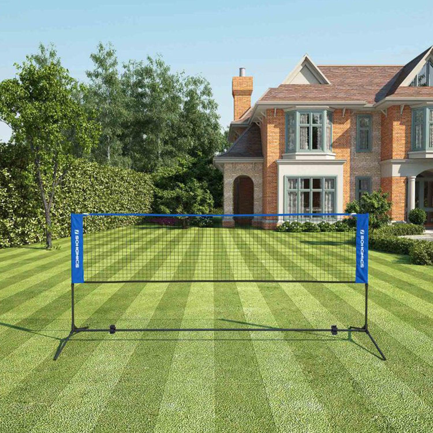 Prijenosna mreža za tenis/badminton sa postoljem podesive visine 5x1,55 m, plava | SONGMICS-vitahome.hr