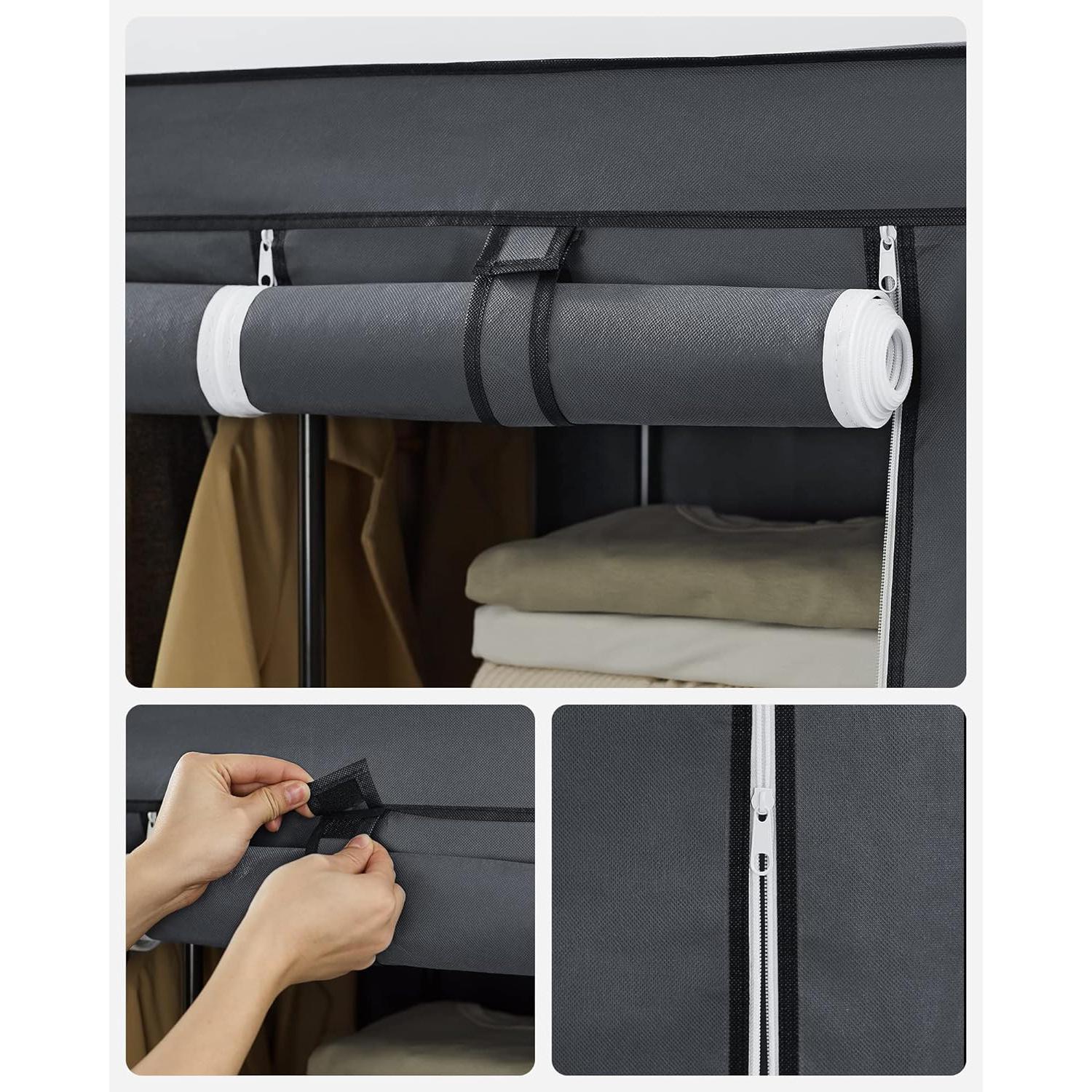 Prijenosni tekstilni ormar s 10 polica, 130 x 45 x 168 cm, sivi | SONGMICS-vitahome.hr