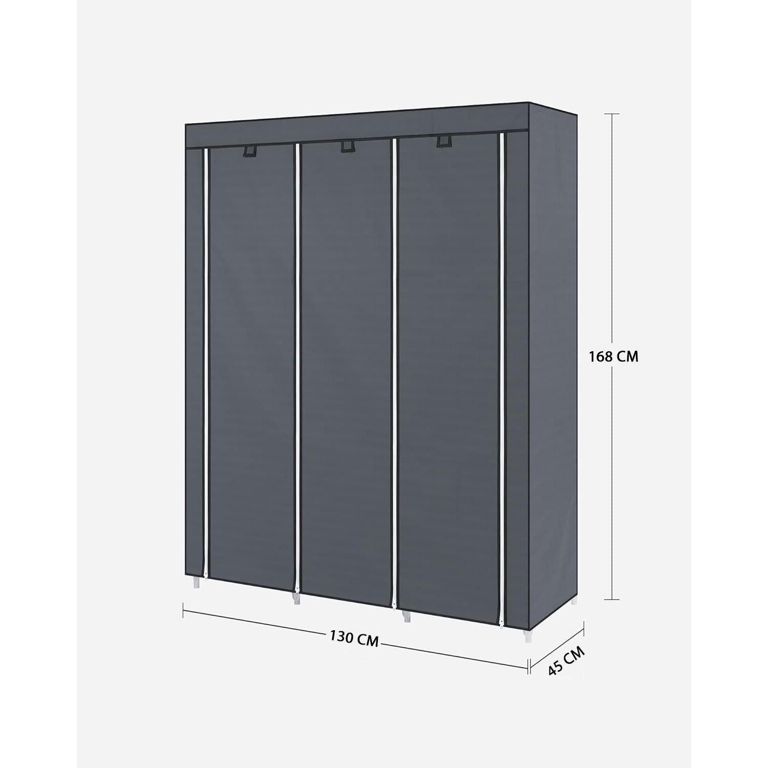 Prijenosni tekstilni ormar s 10 polica, 130 x 45 x 168 cm, sivi | SONGMICS-vitahome.hr