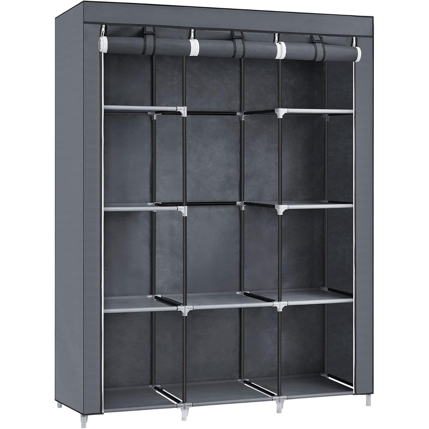 Prijenosni tekstilni ormar s 10 polica, 130 x 45 x 168 cm, sivi | SONGMICS-vitahome.hr