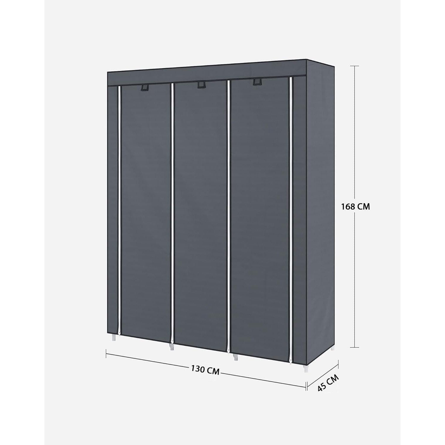 Prijenosni tekstilni ormar s 10 polica, 130 x 45 x 168 cm, sivi | SONGMICS-vitahome.hr