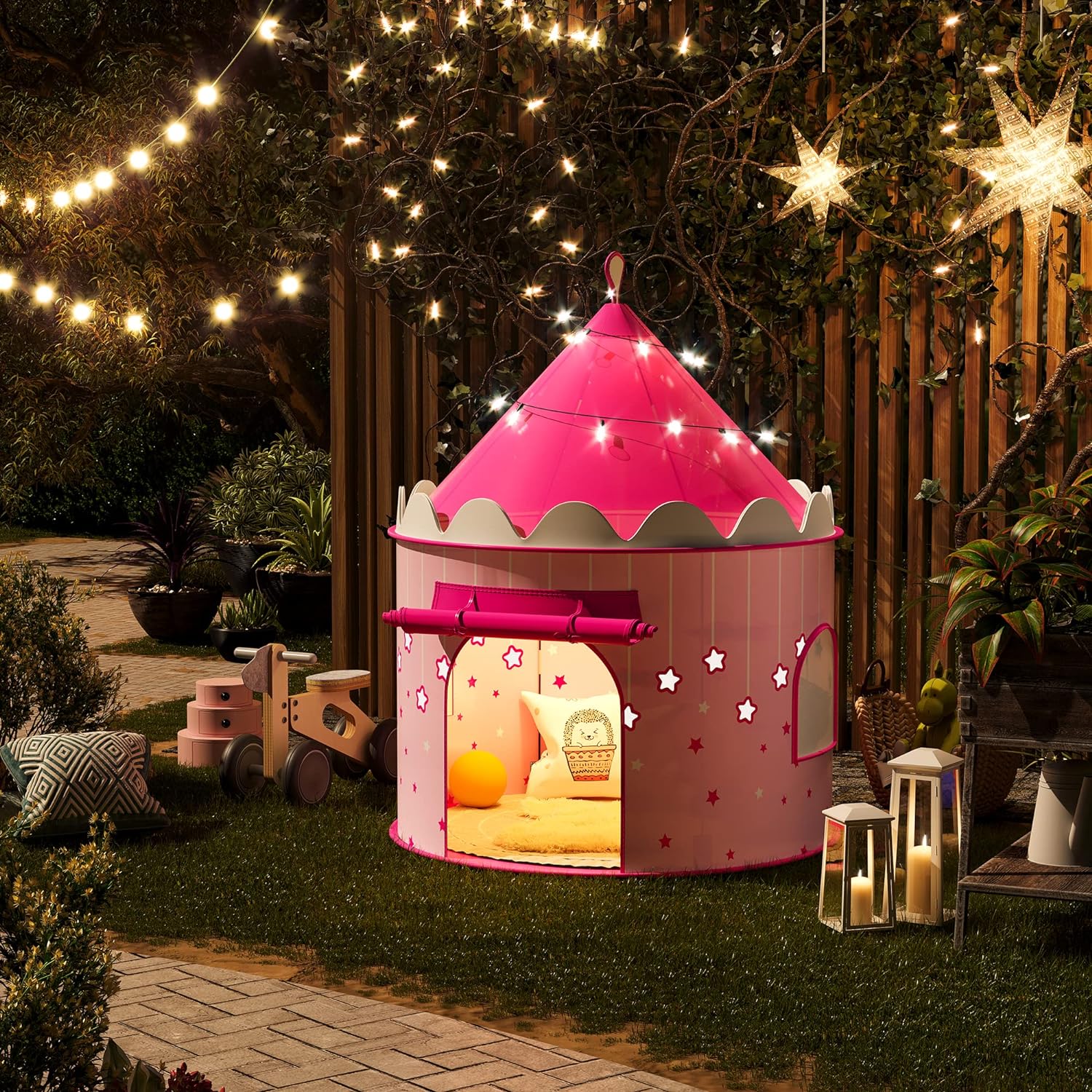 Princess castle, šator za igru za djecu, roza | SONGMICS-vitahome.hr