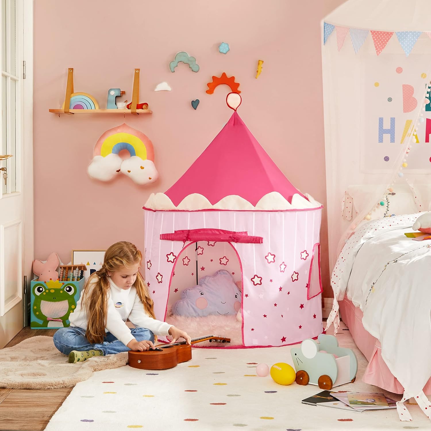 Princess castle, šator za igru za djecu, roza | SONGMICS-vitahome.hr