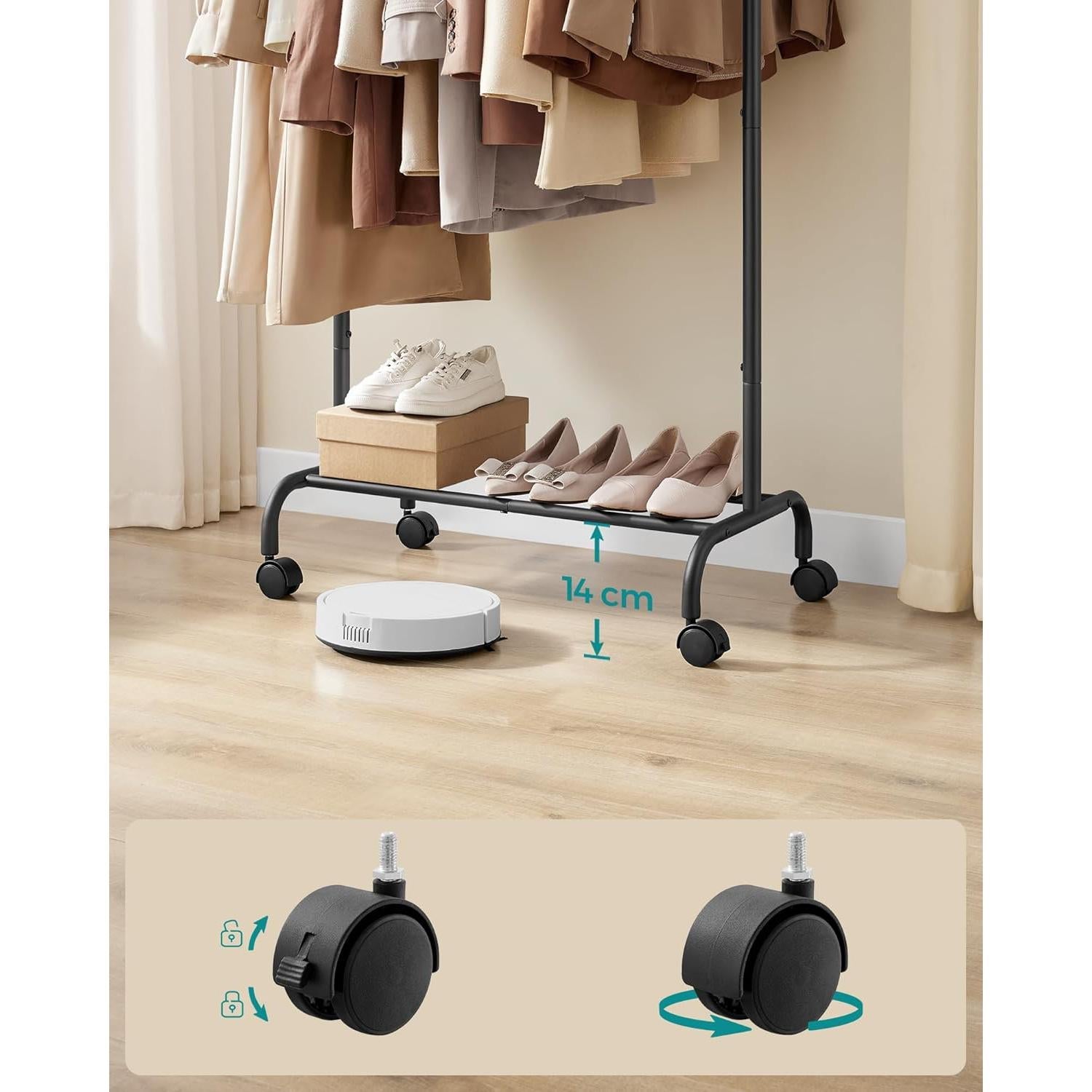 Proširivi stalak za odjeću nosivosti 45 kg, 0 x (83-120) x 156 cm, crni | SONGMICS-vitahome.hr